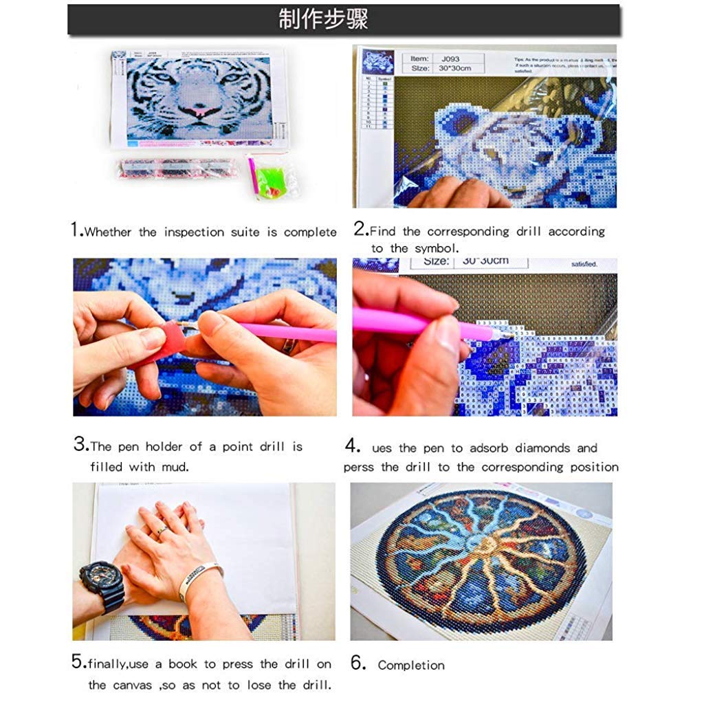 HASTHIP® DIY 5D Full Drill Diamond Painting Rhinestone Pasted Cross Stitch Blue Owl Pattern Home Wall Decoration Mermaid 3 PCS