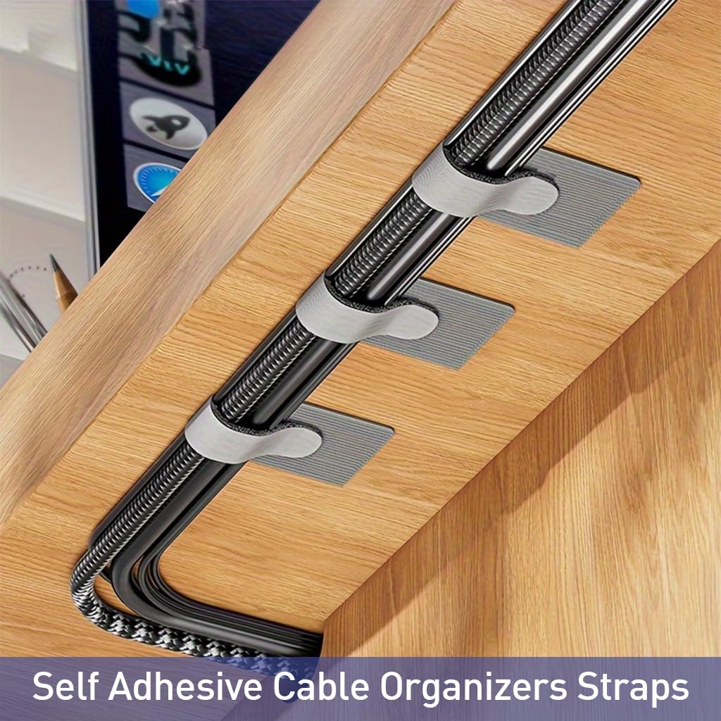 Serplex® 20Pcs Cable Organizers Nylon Cable Organizers Straps 3.54'' Self Adhesive Hook and Loop Cable Ties Under Desk Cable Holders Cable Organizers Cable Straps for USB Cables, Wires, Power Cords