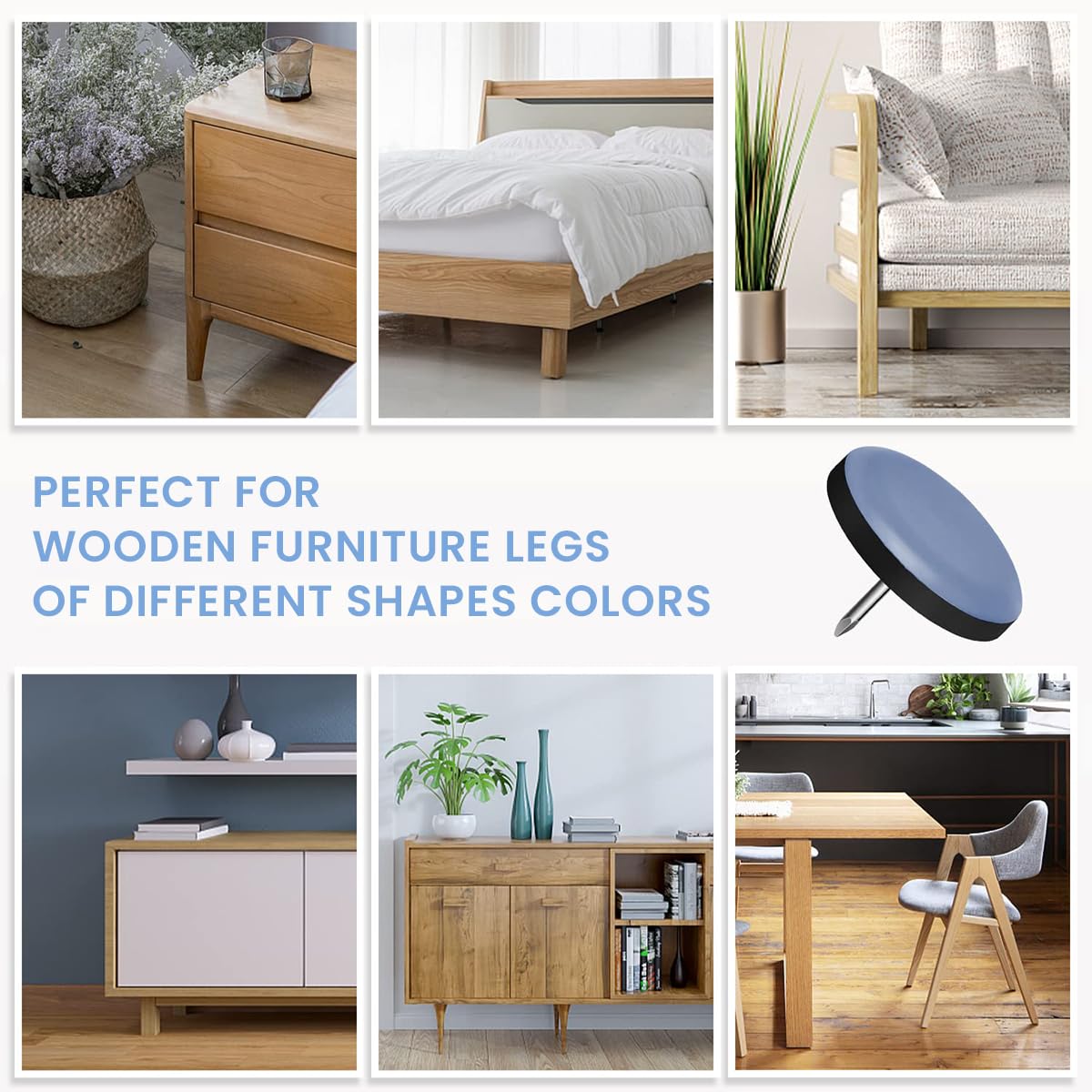 HASTHIP Furniture Pads for Chair Legs 20 pcs with PTFE Nail On Glides 25 mm | Floor Protector for Wooden and Carpeted Surfaces