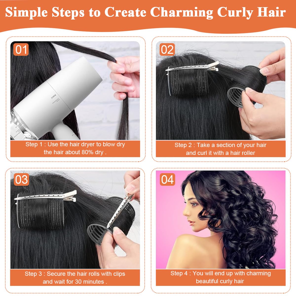 MAYCREATE Hair Roller 39pcs Kit featuring 3 Sizes Heatless Curlers with Clips & Comb Set