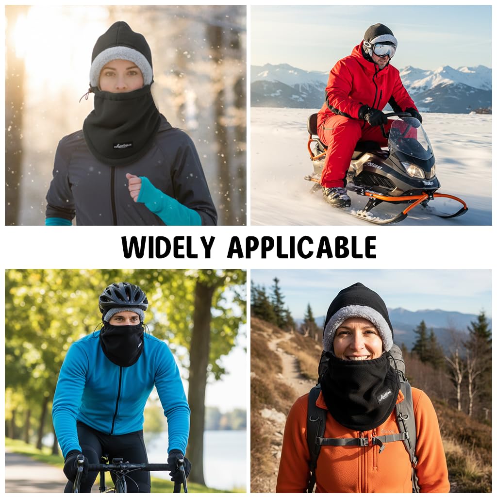 SANNIDHI Winter Balaclava for Riding and Skiing featuring Drawstring Face Cover | Warm Fleece Neck Gaiter for Men and Women