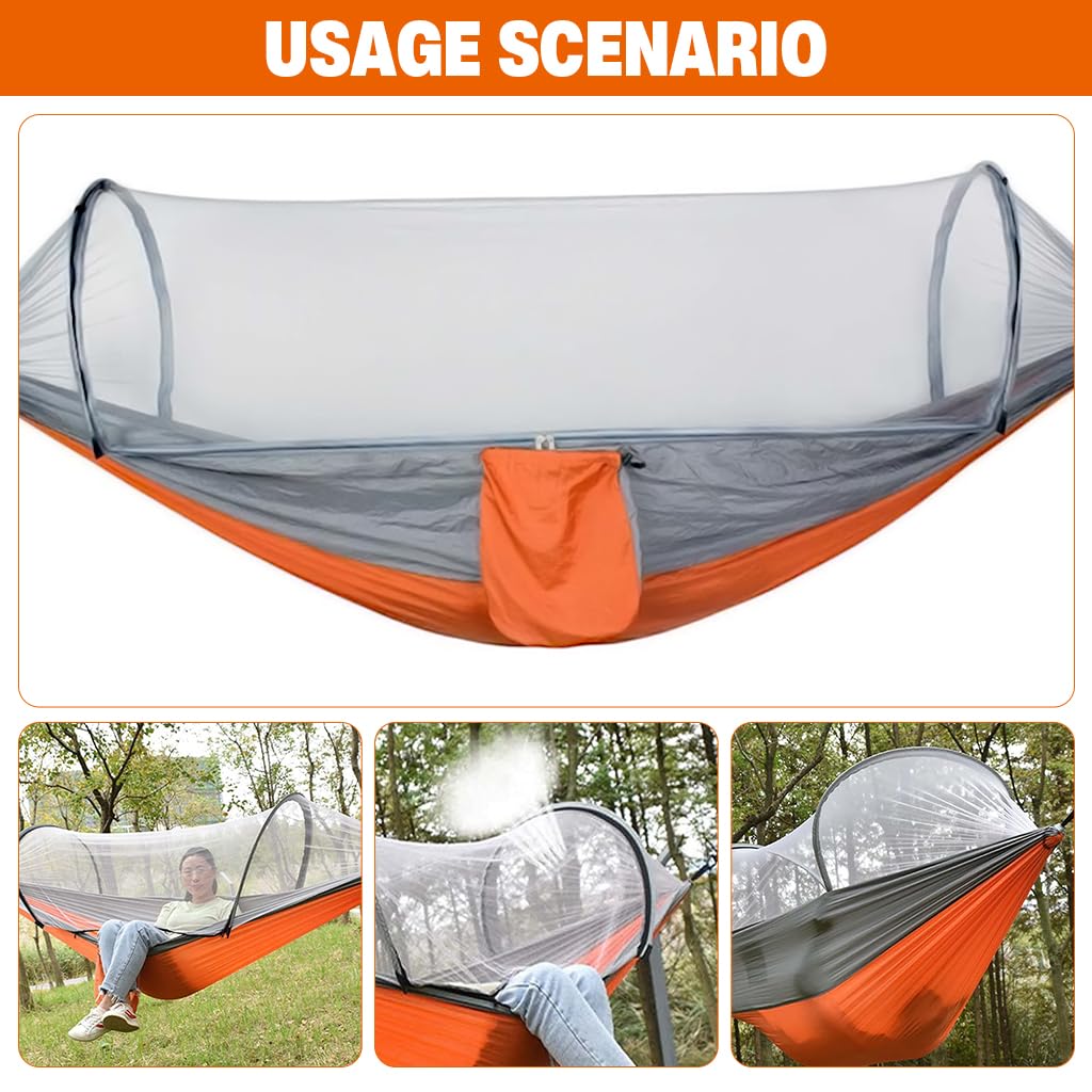 Proberos Camping Hammock for Outdoor Adventures with Mosquito Net and 660lbs Capacity | Ultralight 210T Parachute Nylon Design