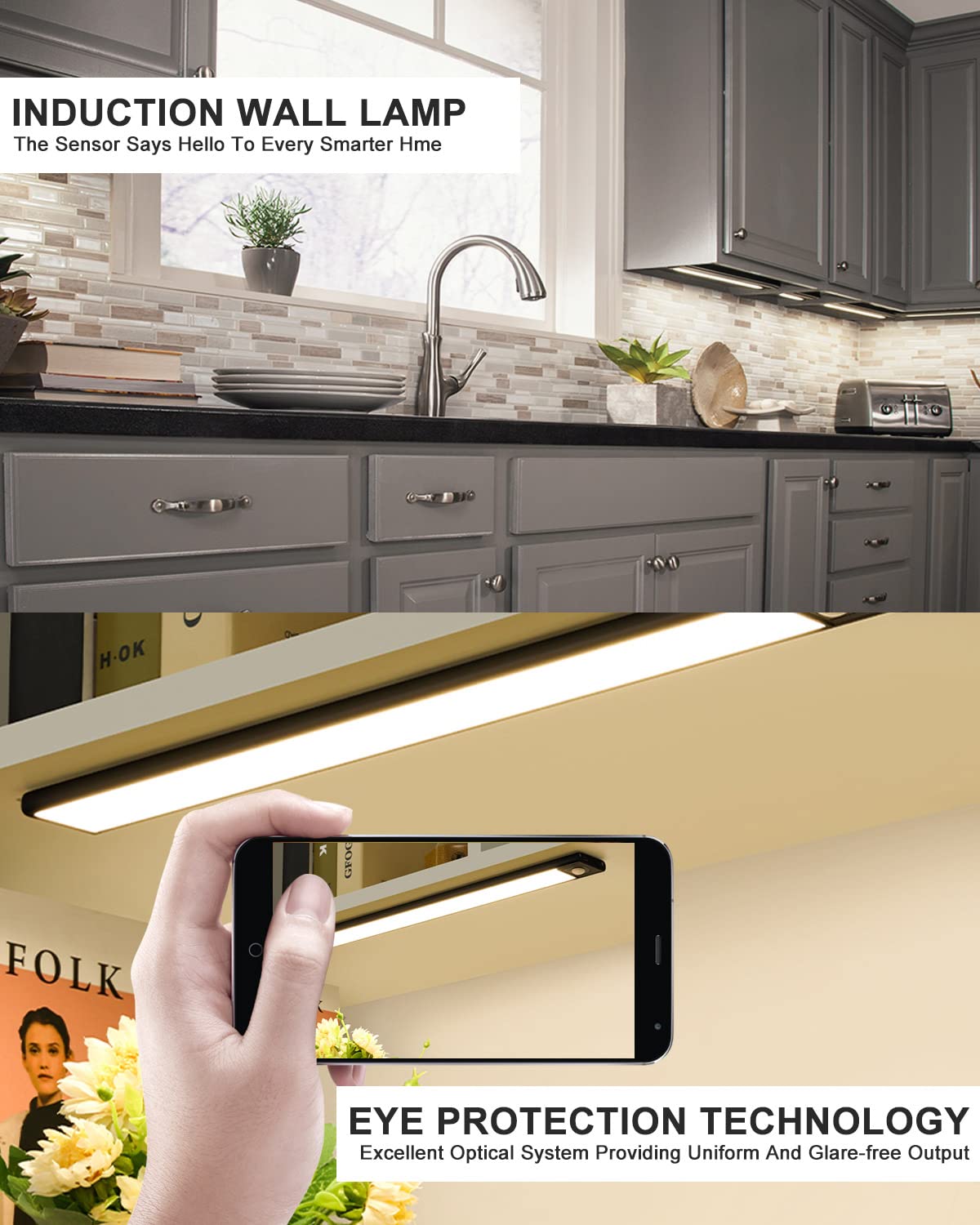 ELEPHANTBOAT Motion Sensor Light for Home with 800mAh Rechargeable Battery and Ultra-Thin 0.9cm Aluminum Body | Warm LED Cabinet and Stair Lighting