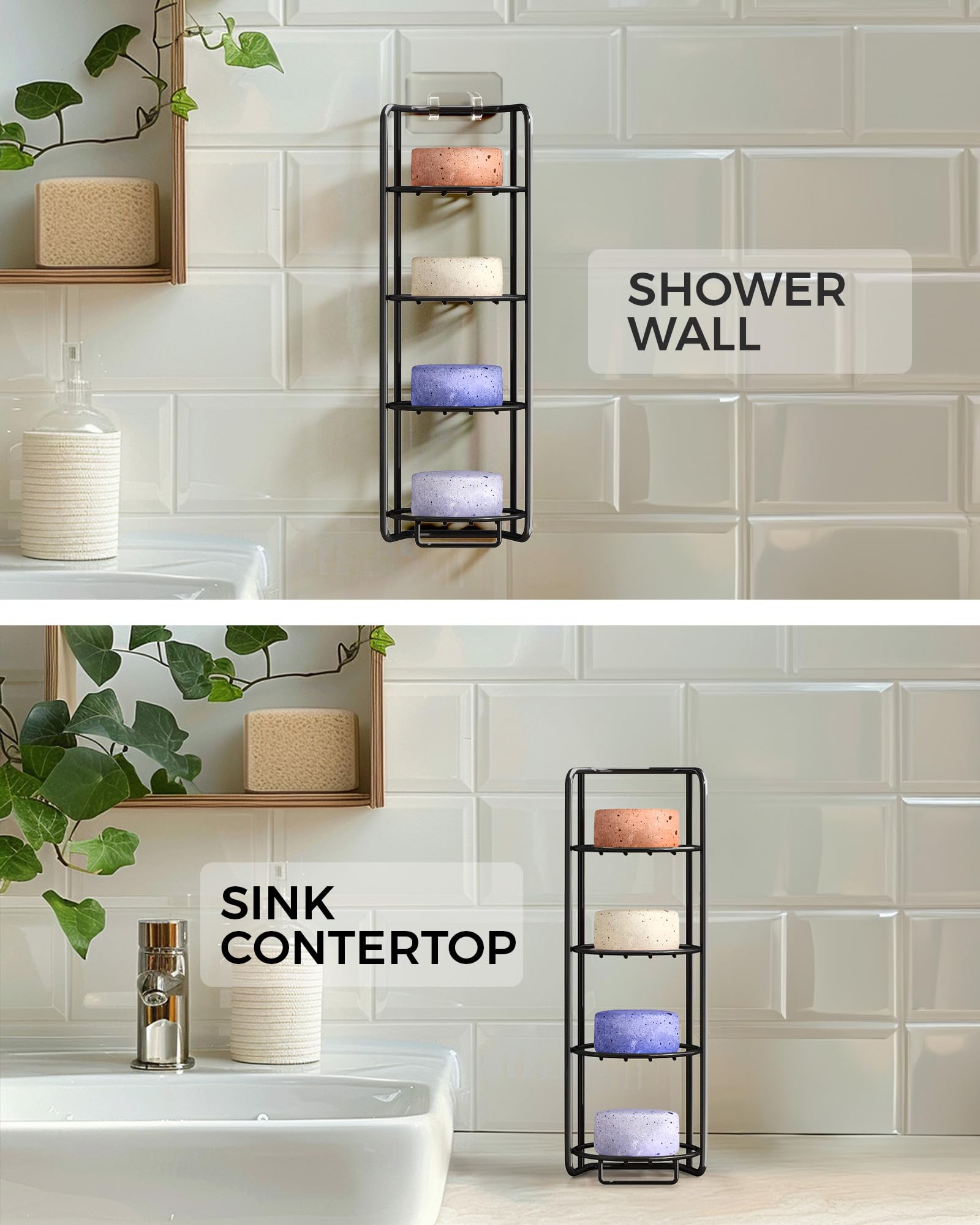 ZIBUYU Shower Soap Holder for Bathroom and Kitchen with 4 Tier Drain Design | Gold Stainless Steel Freestanding Rack