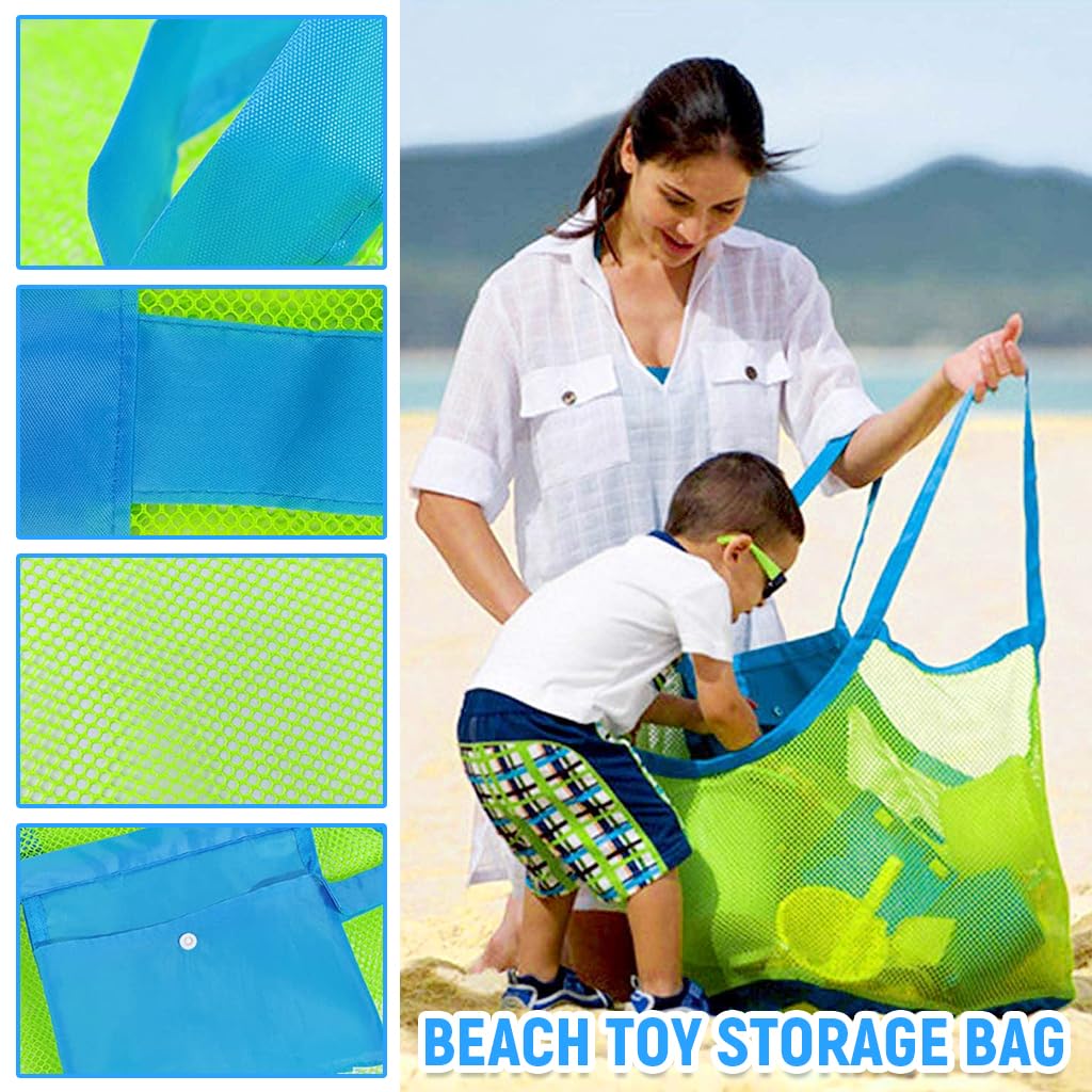 PATPAT Mesh Beach Bag for Sand Toys with Zippered Pouch and Polyester Mesh | Kids Storage