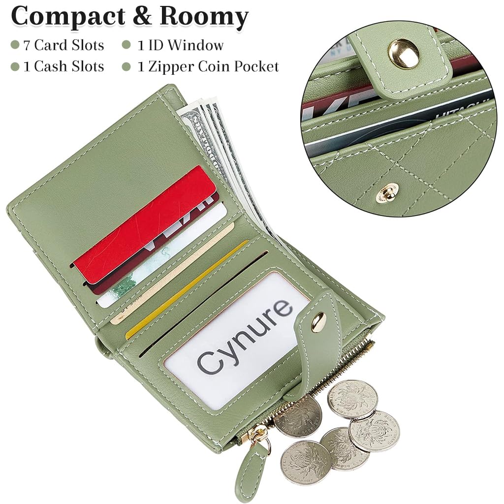 Zibuyu Wallet for Women with Multi Card Slots and Snap Button Closure 11.5 x 9 cm | Mint Green PU