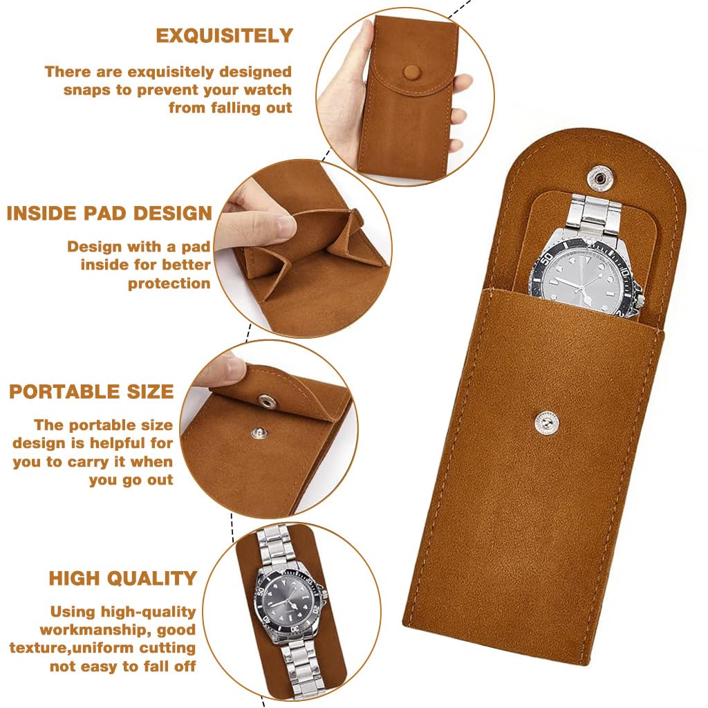 ZORBES Travel Watch Box Organizer for 2 Watches with Snap Closure and Velvet Liner 7x13x4cm