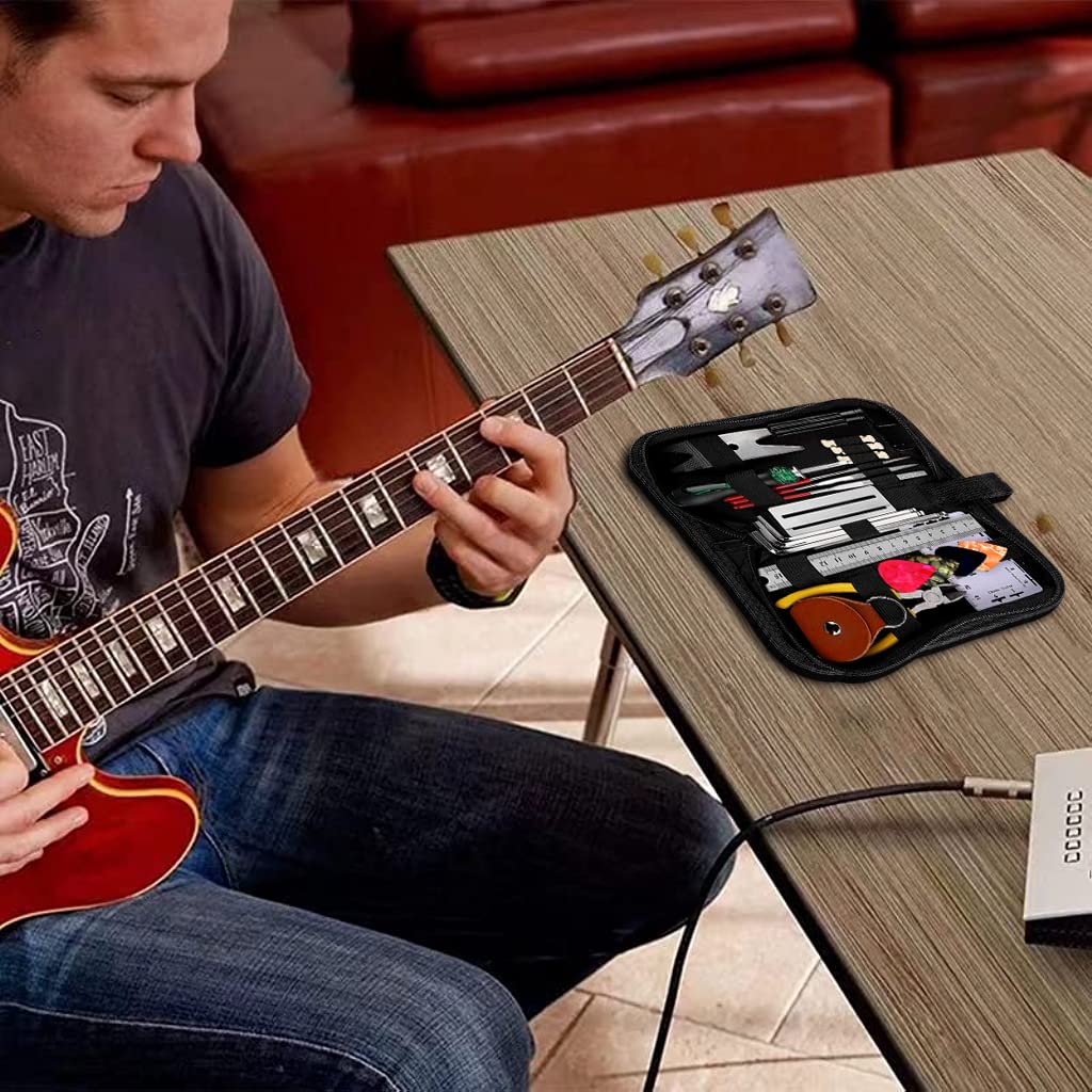 Serplex Guitar Repair Tool Kit 52PCS for Electric Ukulele Bass and Banjo | with Wire Plier and String Organizer