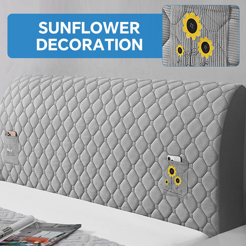 Supvox Stretch Headboard Cover 62.9x25.6 in for Double Beds with Quilted Fabric & Elastic Bottom
