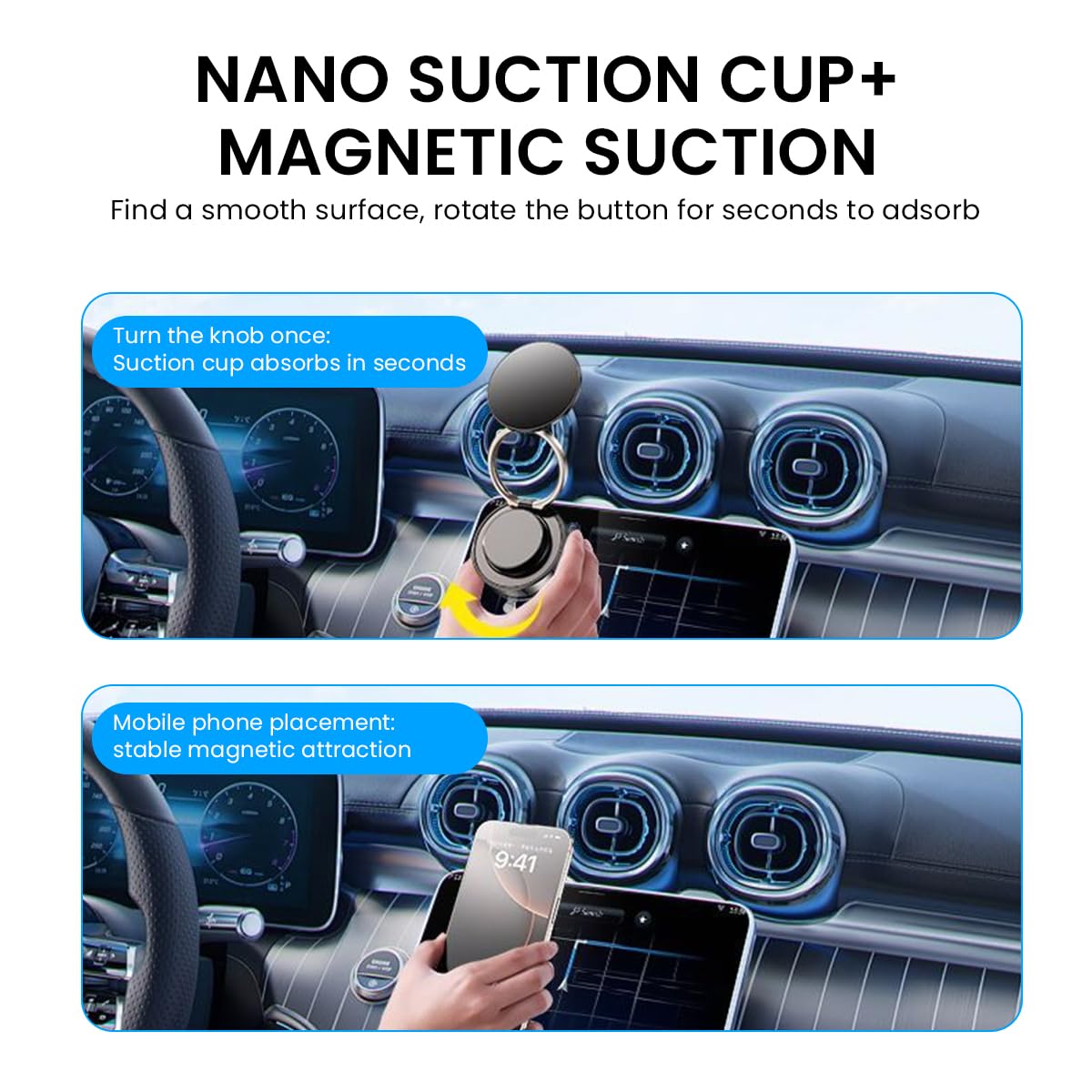 STHIRA Magnetic Car Mobile Holder for Dashboard with 360 Rotatable Foldable Mount 3PCS