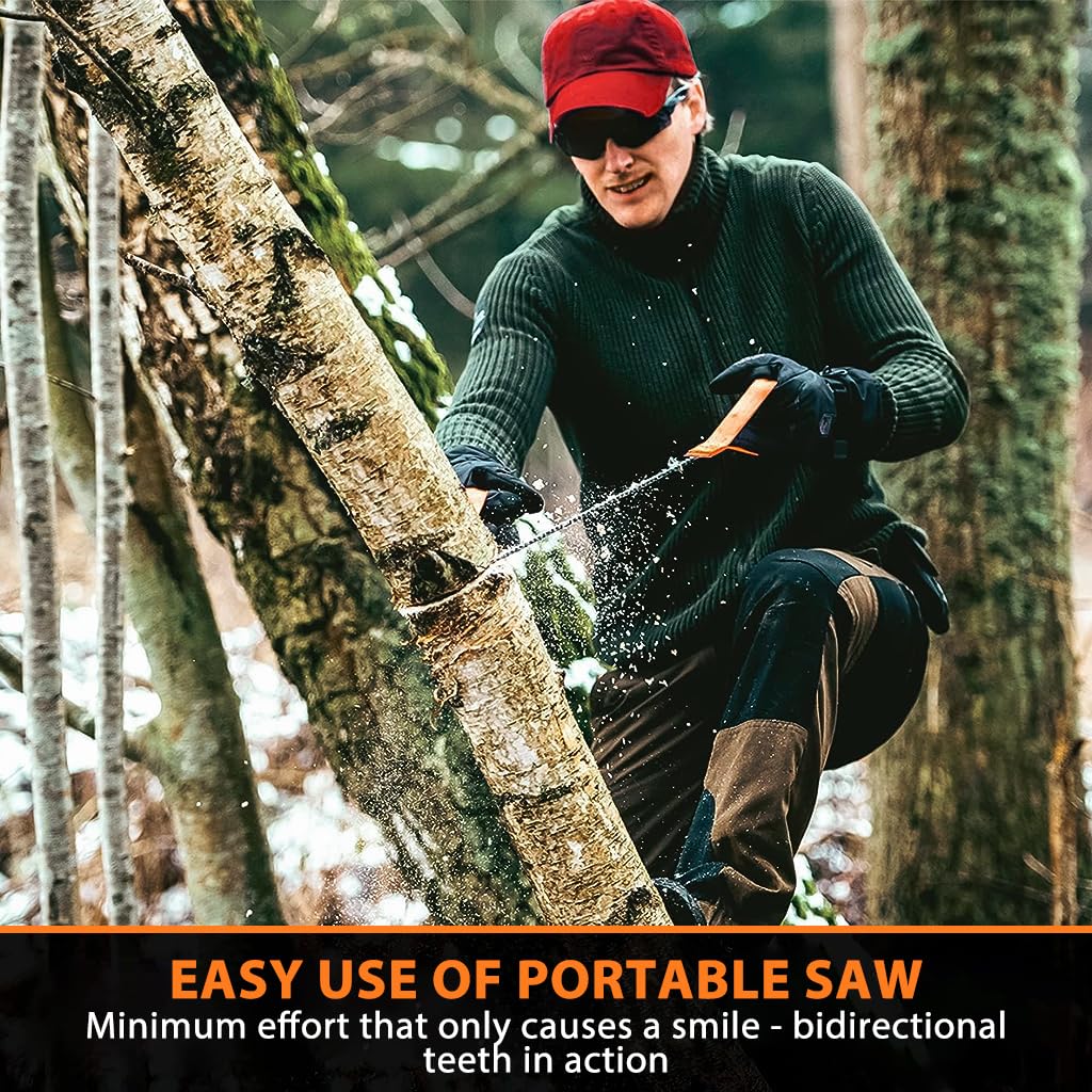 Optifit Pocket Chainsaw for Camping and Hiking with 16 Teeth 24 in Manganese Steel Blade | Portable Hand Saw for Cutting Branches