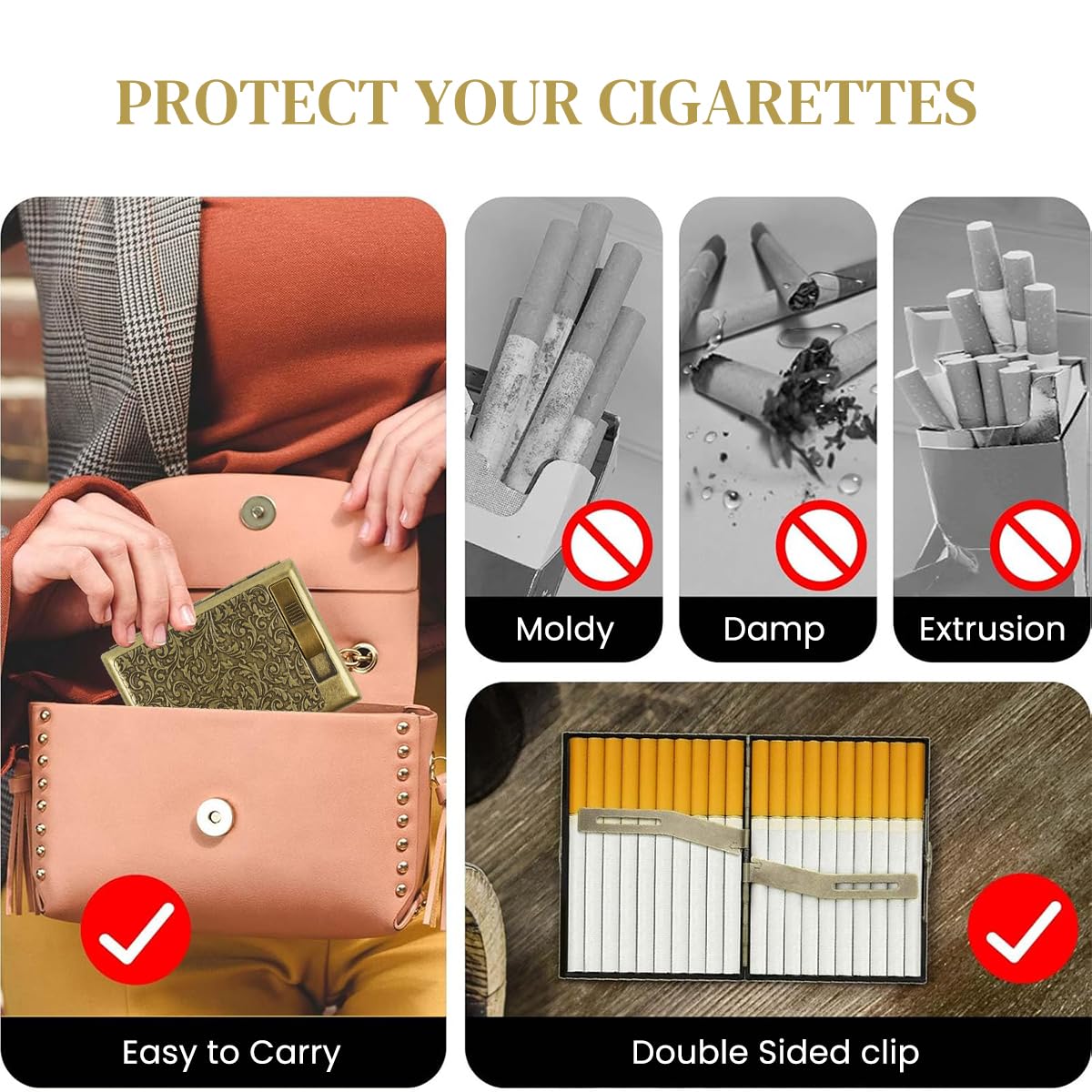 GUSTAVE Metal Cigarette Case for 20pcs Standard Cigarettes with USB Flameless Coil Lighter | Vintage Gift for Men