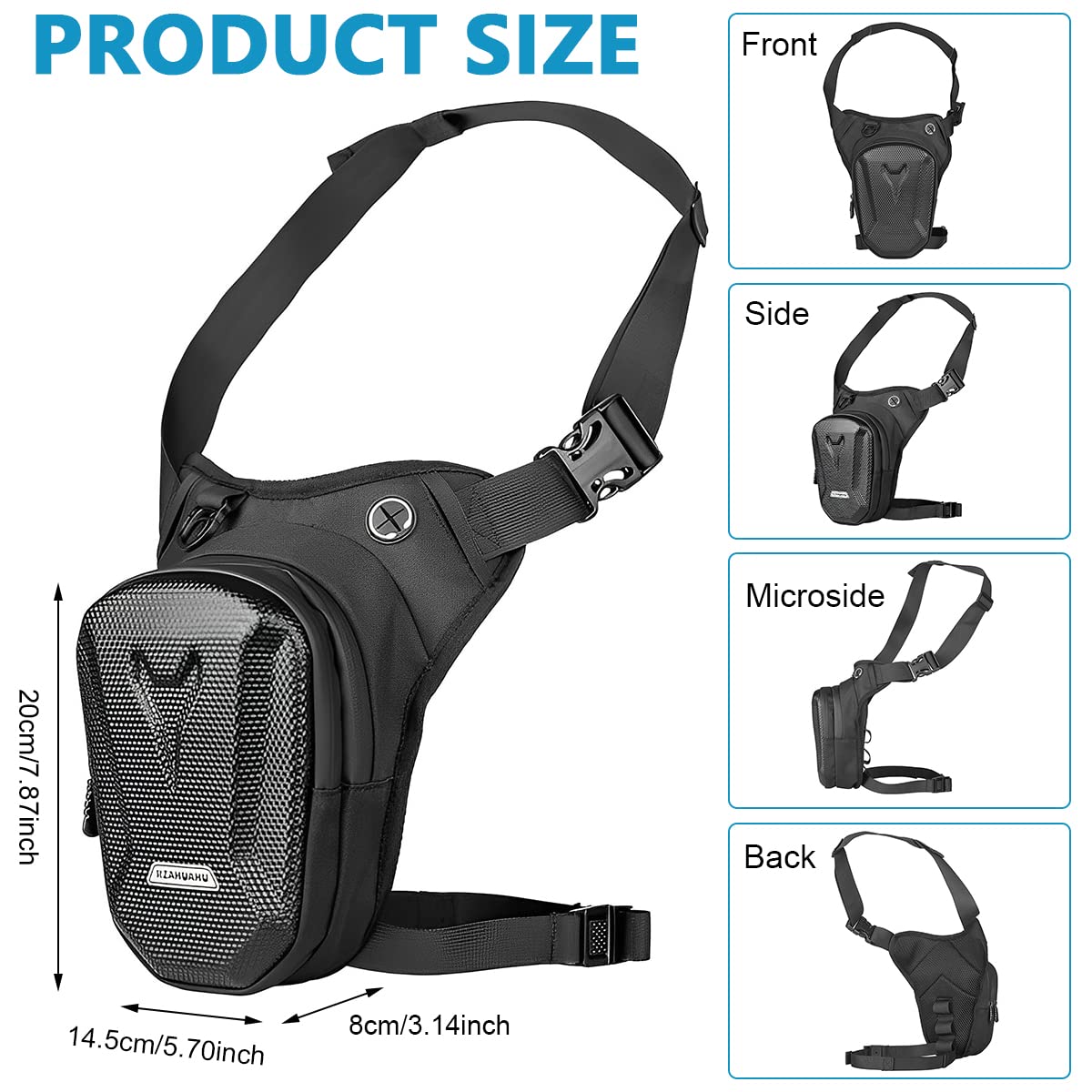 Optifit Thigh Bag for Bikers with Quick Release Buckle and 20×14.5×8cm Multi Pocket Design