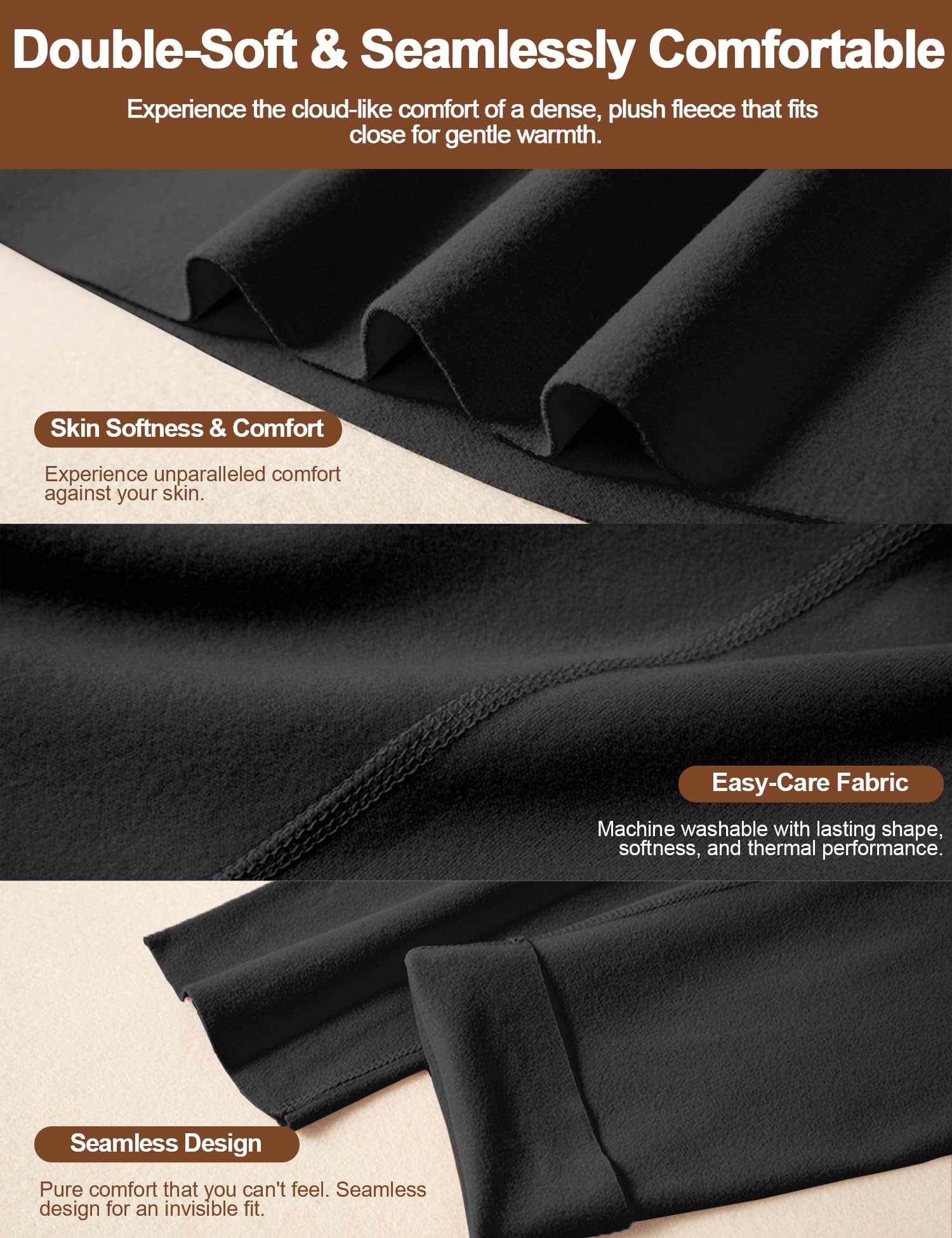 Venzina Women's Thermal Underwear Set for Cold Weather with Double-Sided Fleece | Seamless Ultra Soft Base Layer