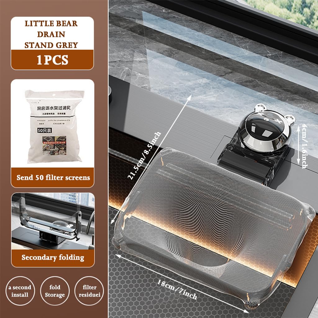 ZIBUYU Kitchen Sink Strainer Holder for Food Waste with 50 Mesh Bags featuring Foldable ABS Frame