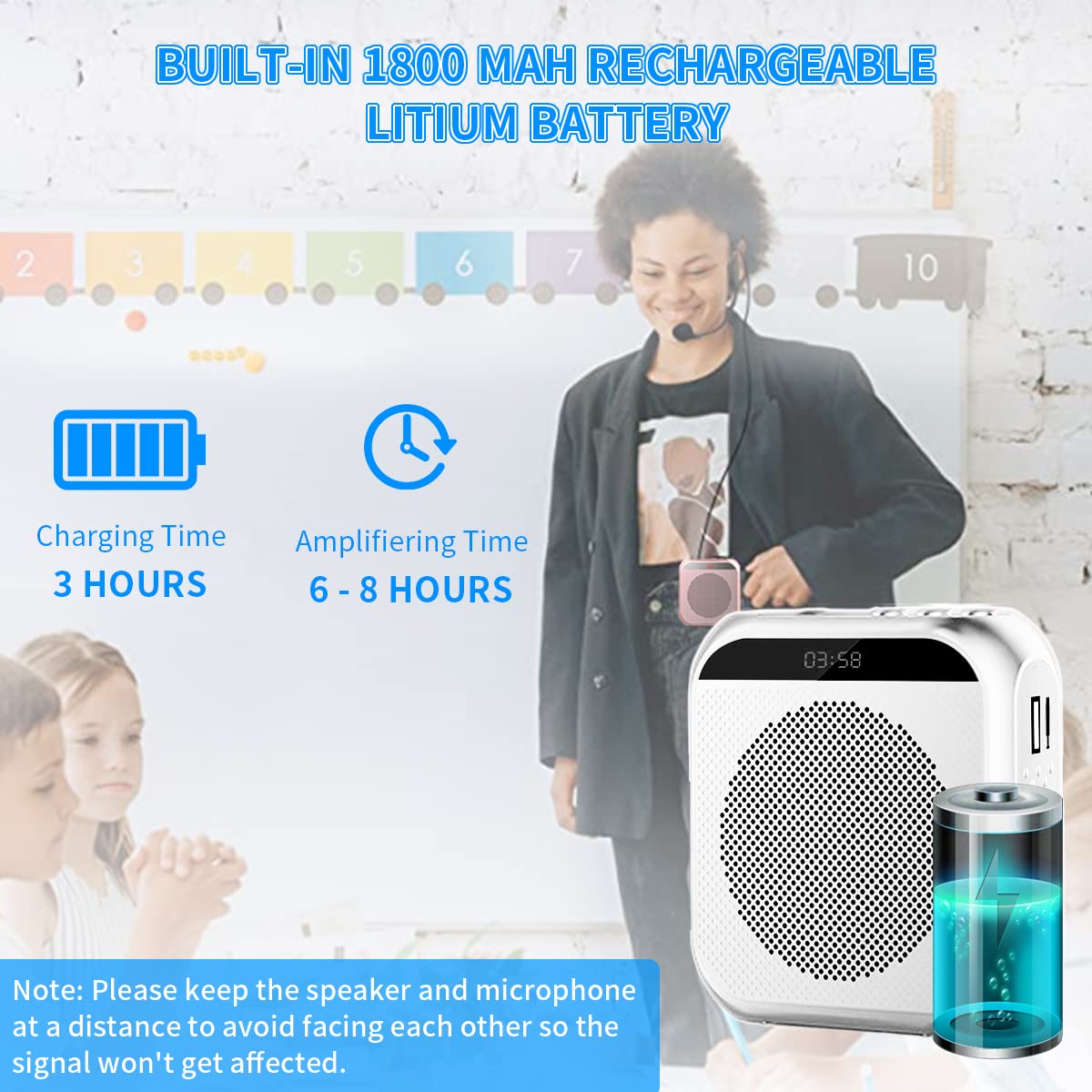 ZORBES Voice Amplifier for Teachers with Headset Microphone featuring 2200 mAh Battery | Supports TF Card and USB Playback