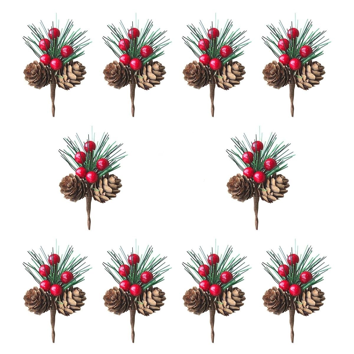 Supvox® 10Pcs Artificial Holly Ornament for Christmas Tree Christmas 3.14 Inches Realistic Decorative Holly Christmas Home Decor Mistletoe Ornament for Christmas Wreath, Christmas Tree, Door, Window