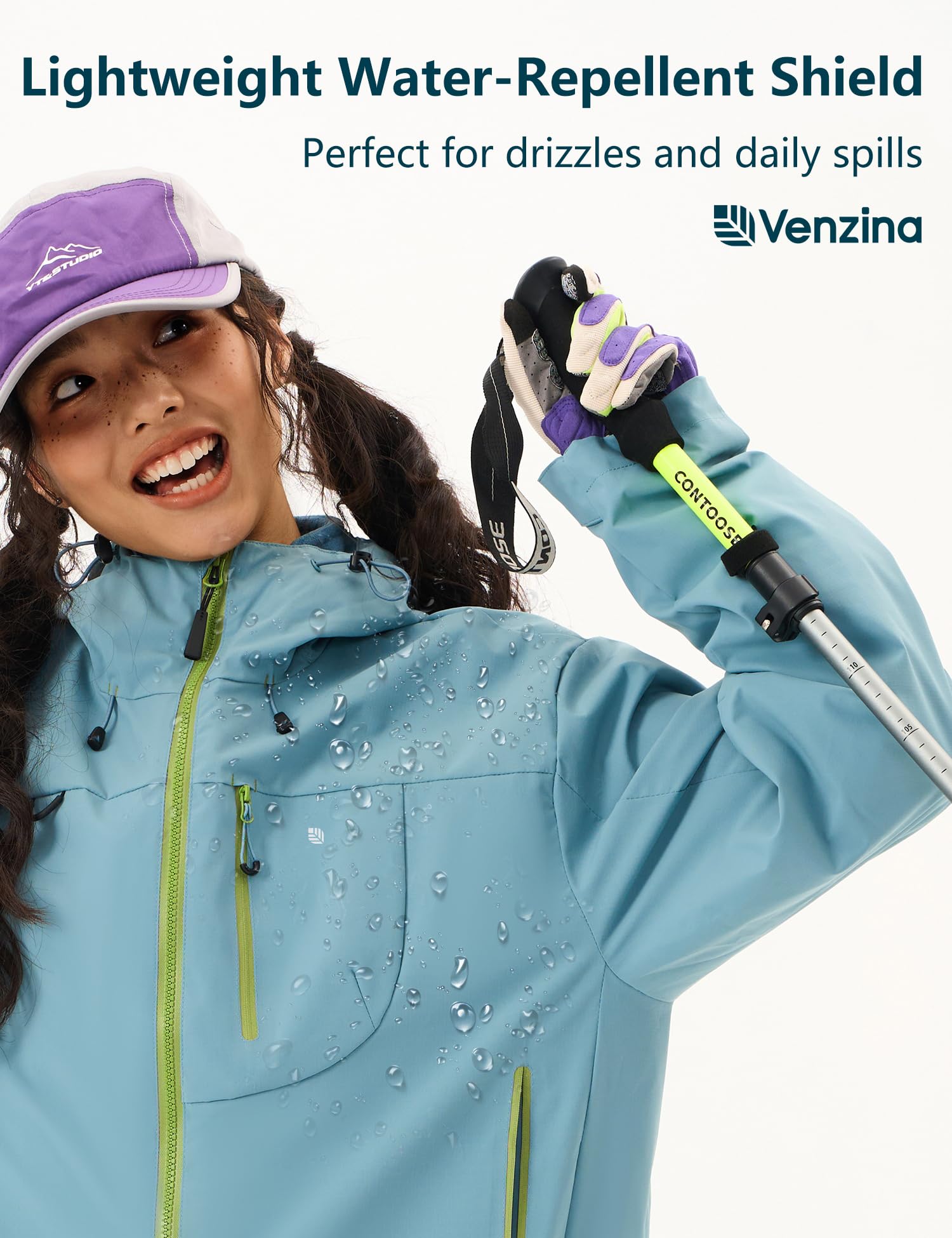 Venzina Women's Waterproof Jacket for Travel and Daily Commute featuring Color Block Design | Blue XL