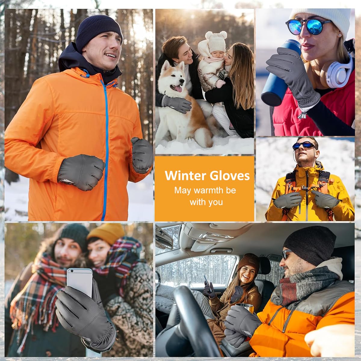 GUSTAVE Winter Gloves for Men with Touchscreen Fingertips and Anti Slip Palm Grip | Waterproof Thermal Ski Riding Gloves