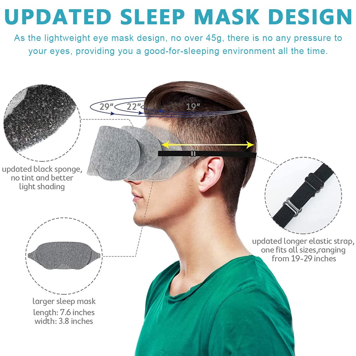 HANNEA® Cotton Eye Mask, Sleeping Mask For Men Women, Updated Design Light Blocking Sleep Mask, Soft and Comfortable Night Eye Mask for Travel/Sleeping/Shift Work