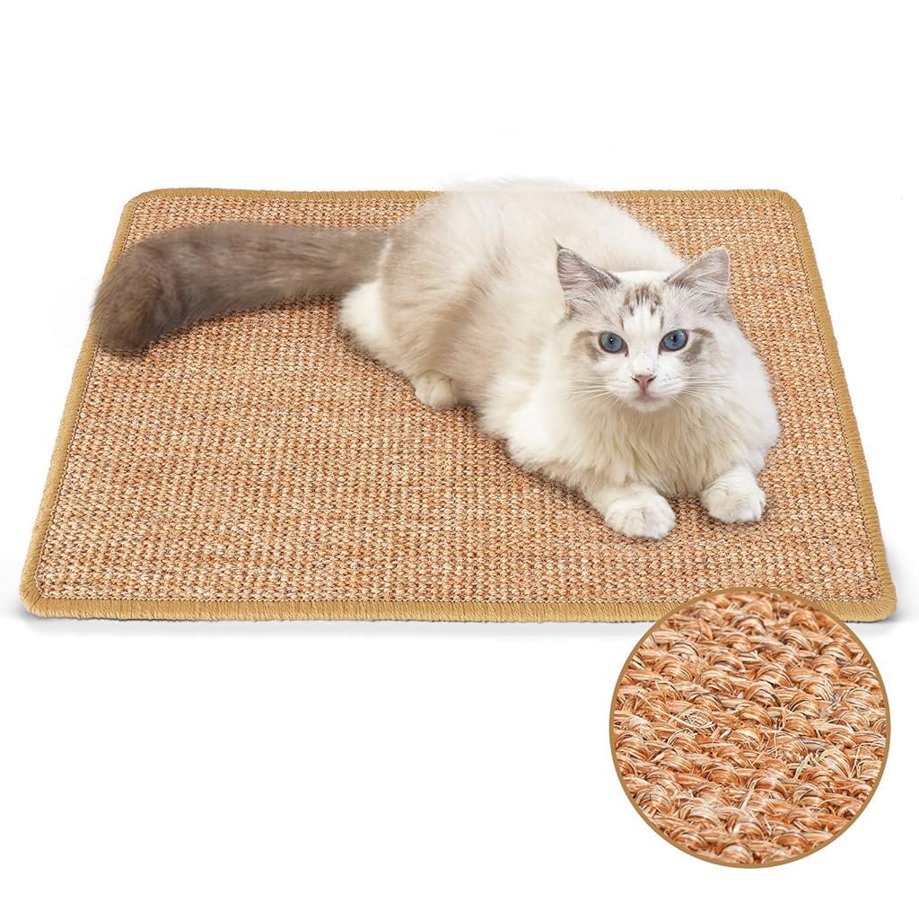 Qpets® Cat Scratcher Mat 30 x 60 cm Sisal Hemp Cat Scratcher Mat Anti-Slip Cat Scratcher Floor Pad Cat Bed Liner Durable Sisal Hemp Cat Scratcher Mat Sofa Protection