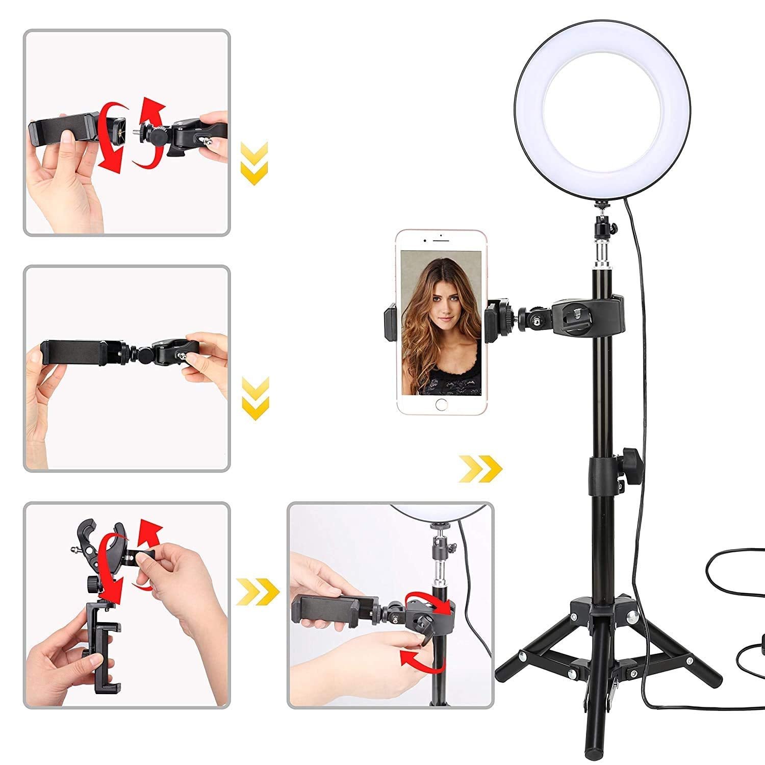 Verilux® Selfie Ring Light for Phone Video Shooting Makeup YouTube Portrait Photography with Mini Tripod and Bluetooth Remote Control