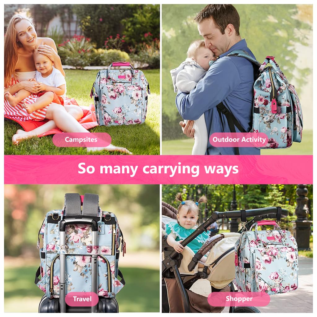 SNOWIE SOFT Diaper Bag Backpack Set of 4pcs for Travel with 11.8x9.0x15.7 in Large Capacity | Polyester Maternity Use