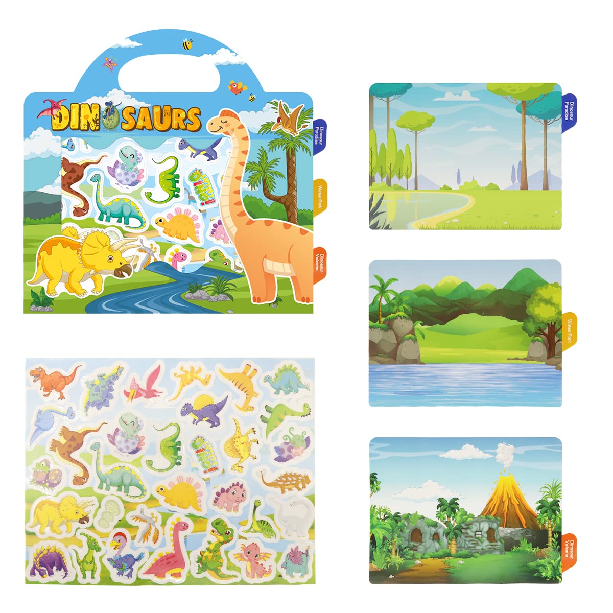 PATPAT Stickers for Kids for Creative Play with 35 PVC Pieces and Portable Handbag Design | Reusable Dinosaur Learning Toy for Toddlers