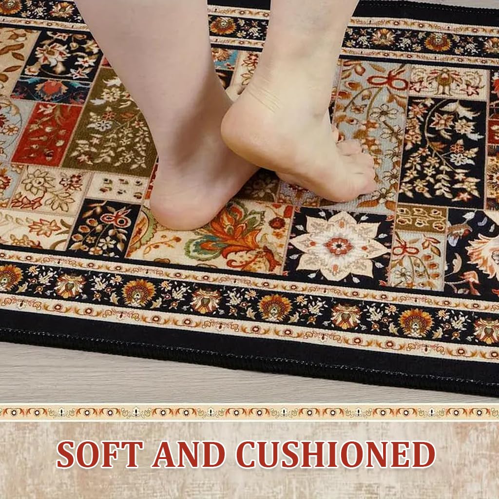 Supvox Kitchen Mats for Floor with Retro Floral Print and Anti Slip Backing | 3 Sizes 40×60cm to 40×120cm