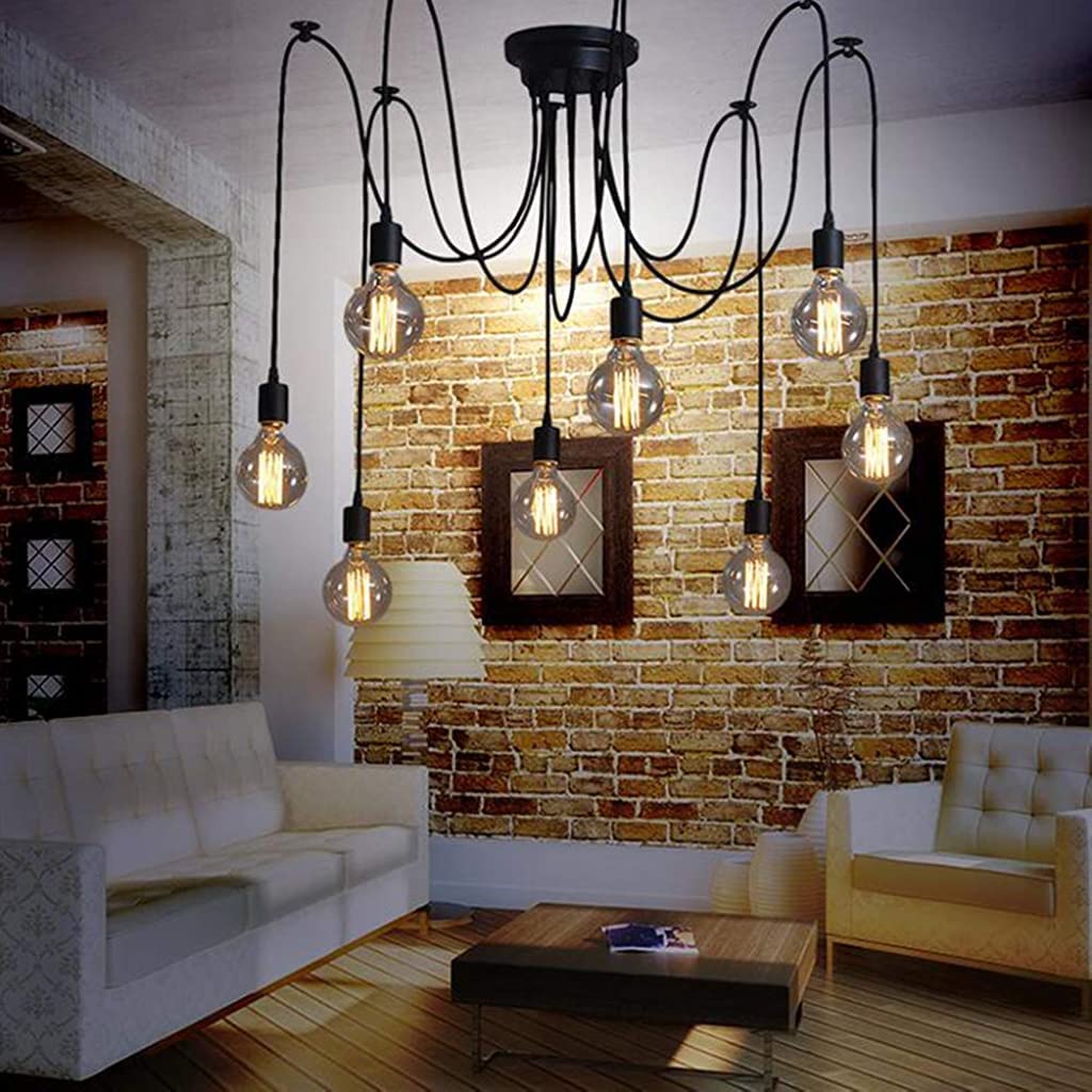 ELEPHANTBOAT Hanging Lights for Living Room with 8 Light Heads and Adjustable 2m Cables | Metal Ceiling Fixture for Bedroom and Dining Table