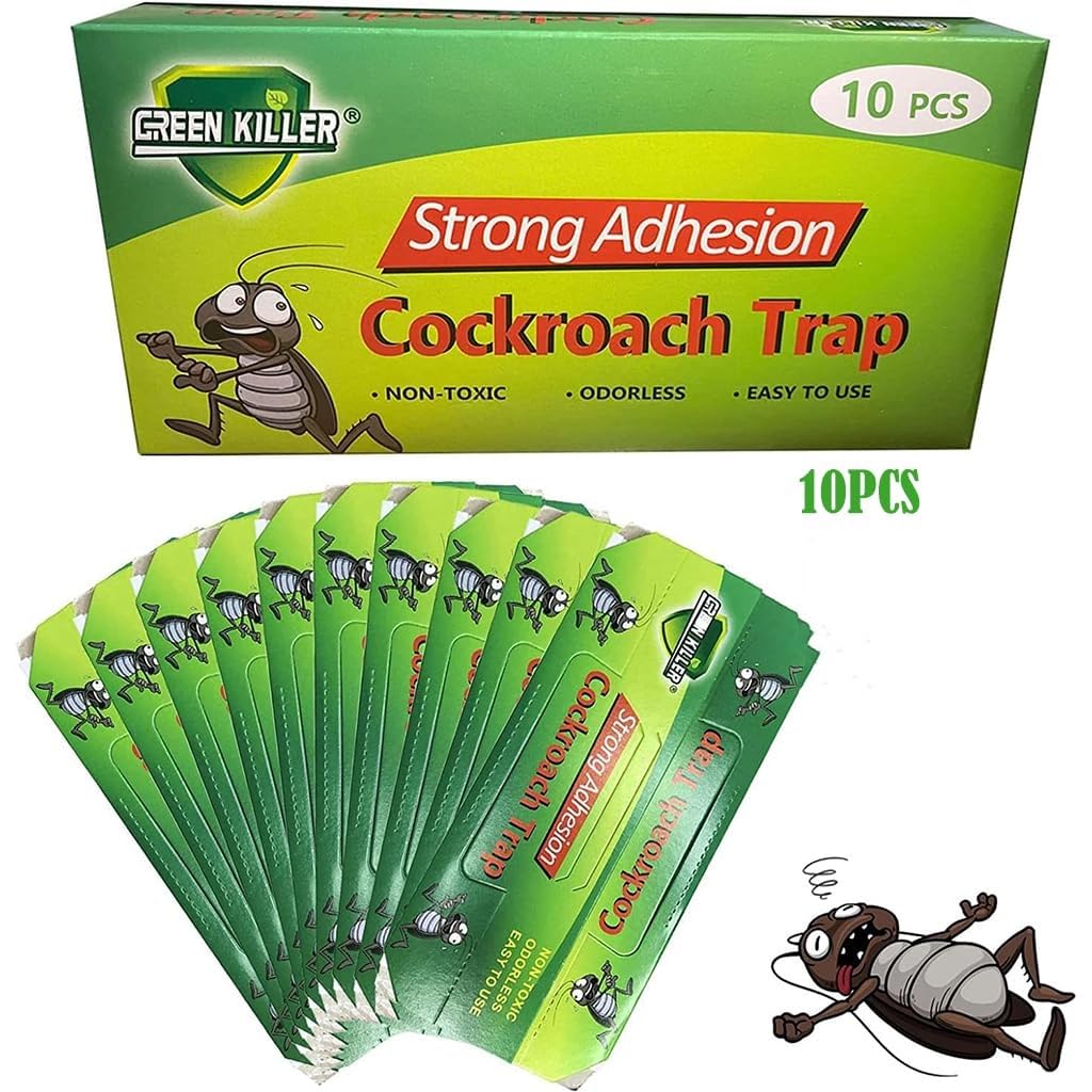 HASTHIP® 10pcs Cockroach Traps for Kitchen, Room, Office, Strong Adhesive Cockroach Killer,  Pesticide Free Cockroach Repellent, Safe and Easy Cockroach Trap