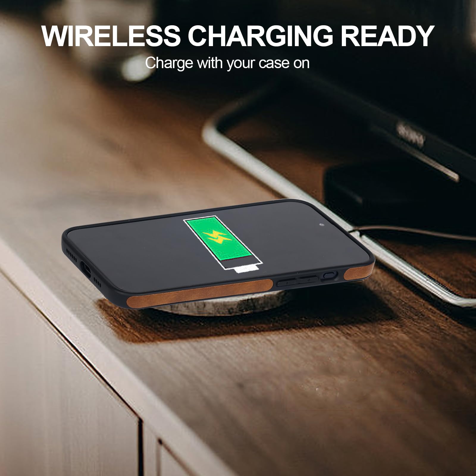 Zeitel Phone Case for iPhone 15 Pro Max with Metal Kickstand and Camera Guard | Brown PU Leather 6.7 in Cover