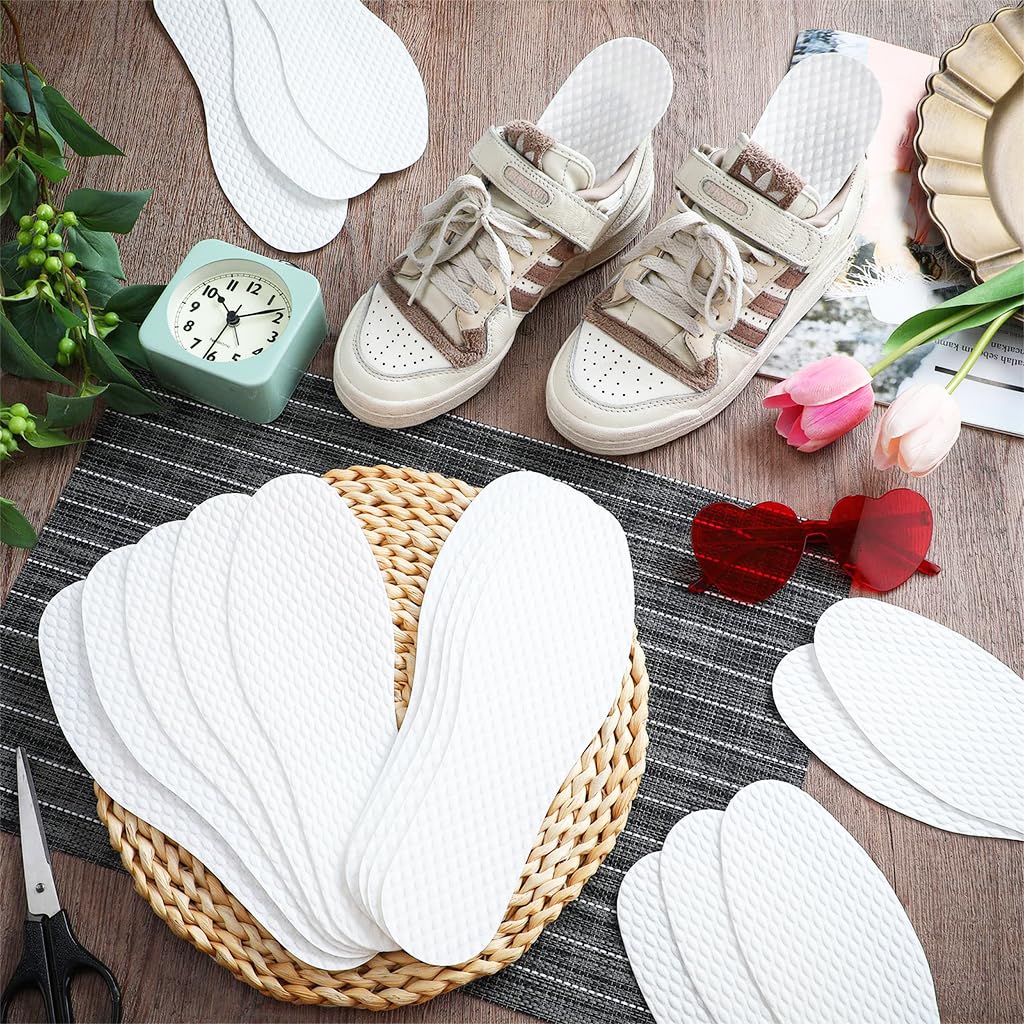 Venzina Cotton Shoe Insoles for Running and Daily Wear featuring Breathable Wood Pulp 10 Pairs 26cm | Disposable Anti Odor Inserts for Men and Women