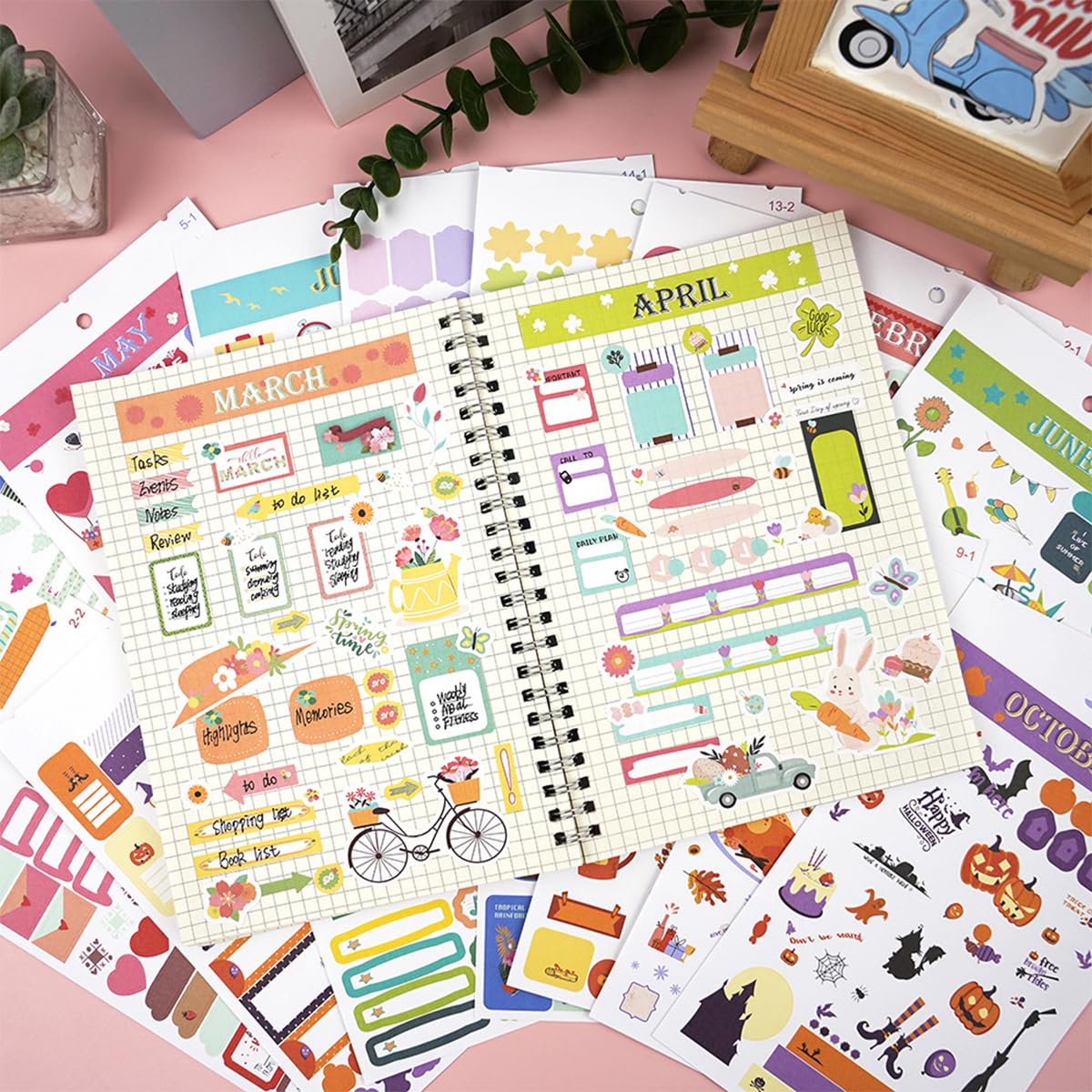 OFIFO Sticker Book for Planners with 28 Sheets and 1250 Stickers | Monthly and Holiday Journal Decor