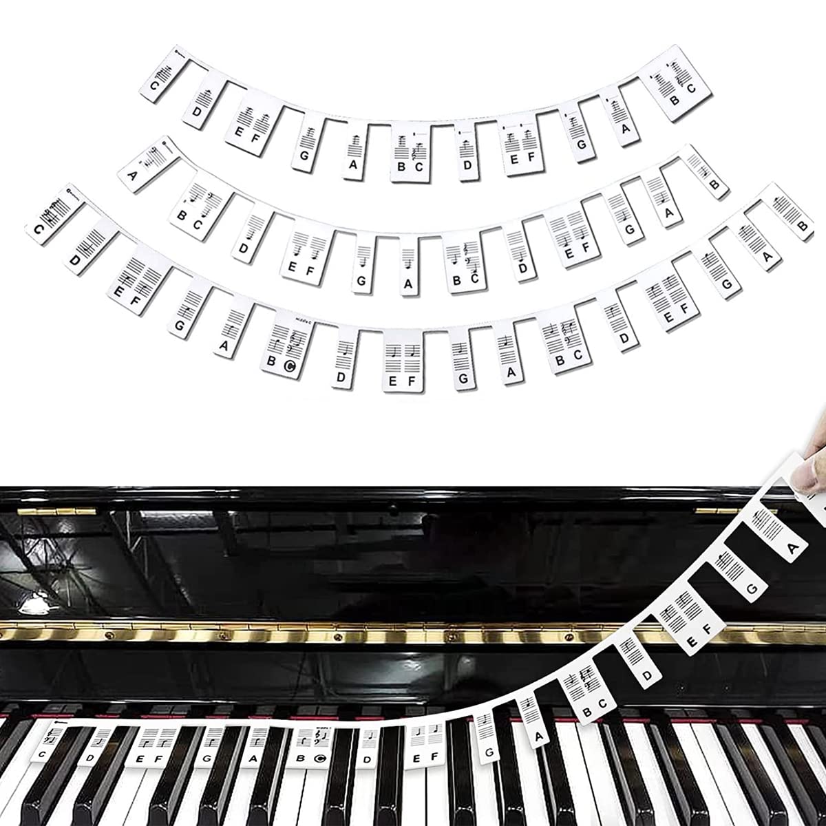 HASTHIP Piano Stickers for 88 Keys with Removable Silicone Design for Beginners Practice | Easy to Place and Remove