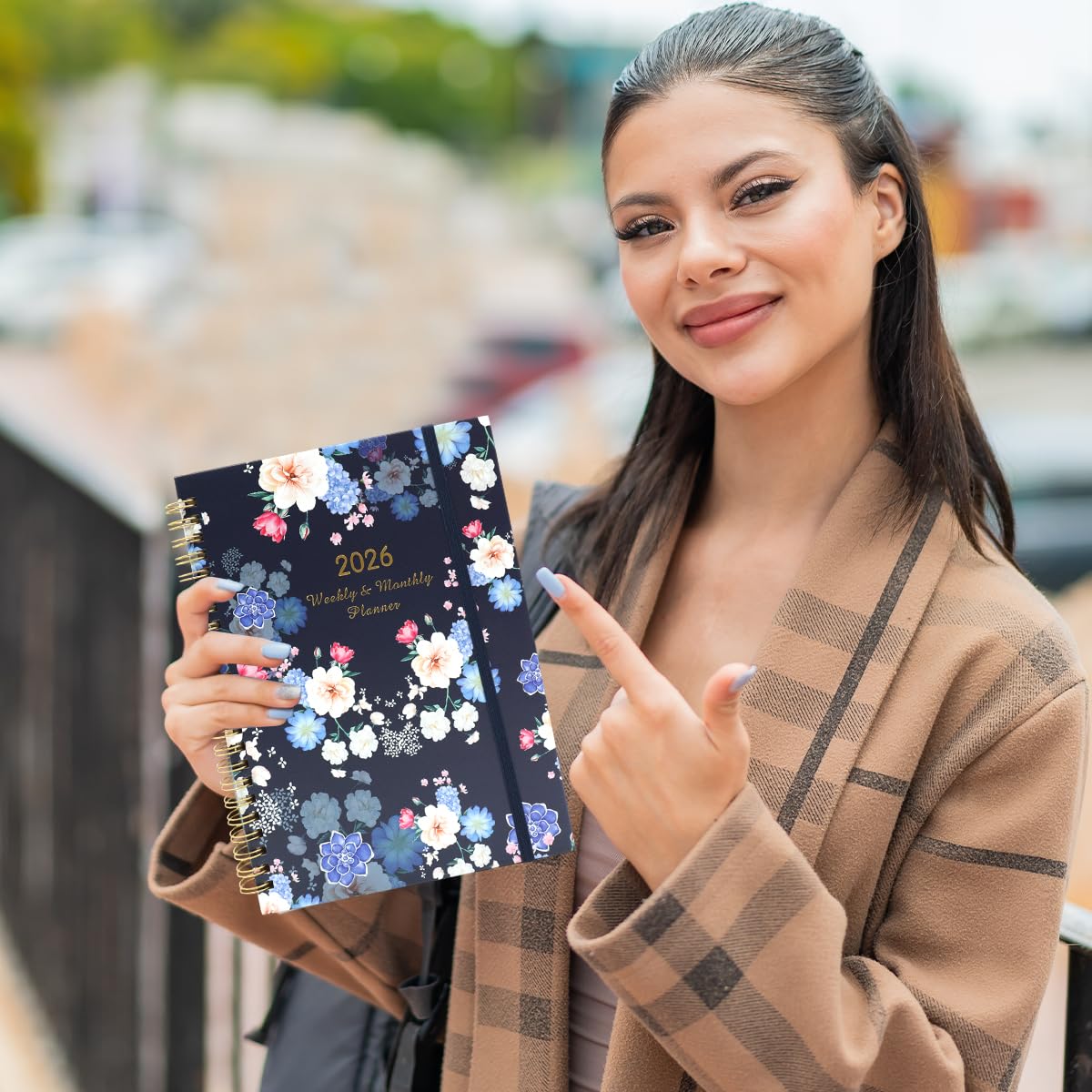OFIFO Weekly Planner 2026 for Office and Study with Spiral Binding and Floral Hardcover | A5 Organizer Notebook with Elastic Band