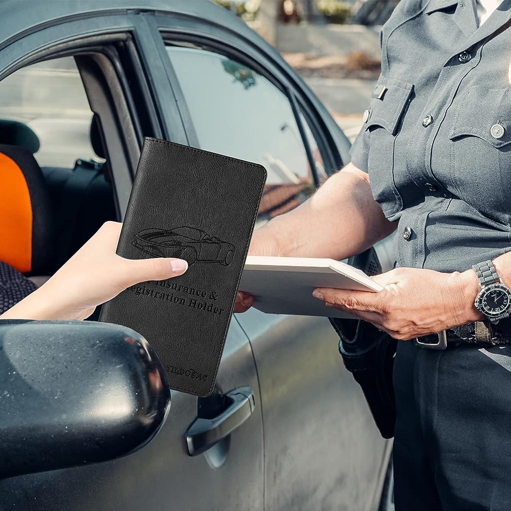 STHIRA Car Document Holder for Registration and Insurance Cards with 6 Pouches | 9.44 x 5.11 in Leather Wallet Case Organizer