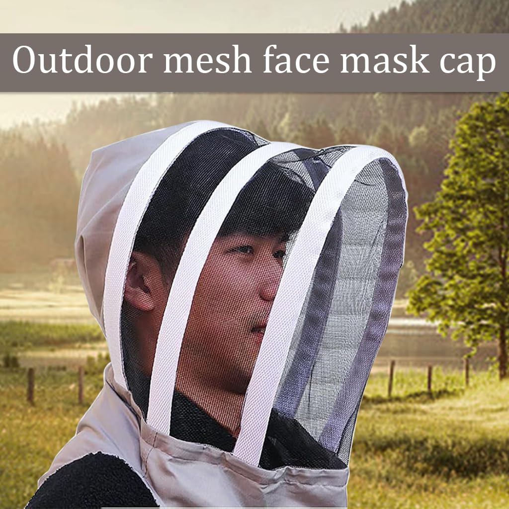 HASTHIP Mesh Face Shield Hat for Beekeeping and Gardening with Wide Brim and Breathable Polyester