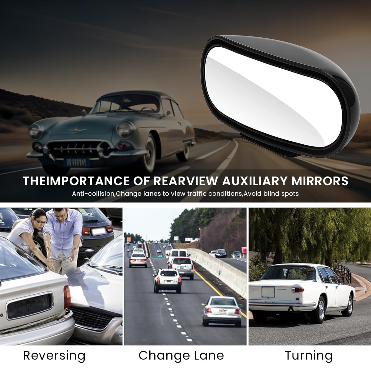 STHIRA Blind Spot Mirror for Car featuring 360° Fine Adjusting and Strong Backing Glue | 2PCS