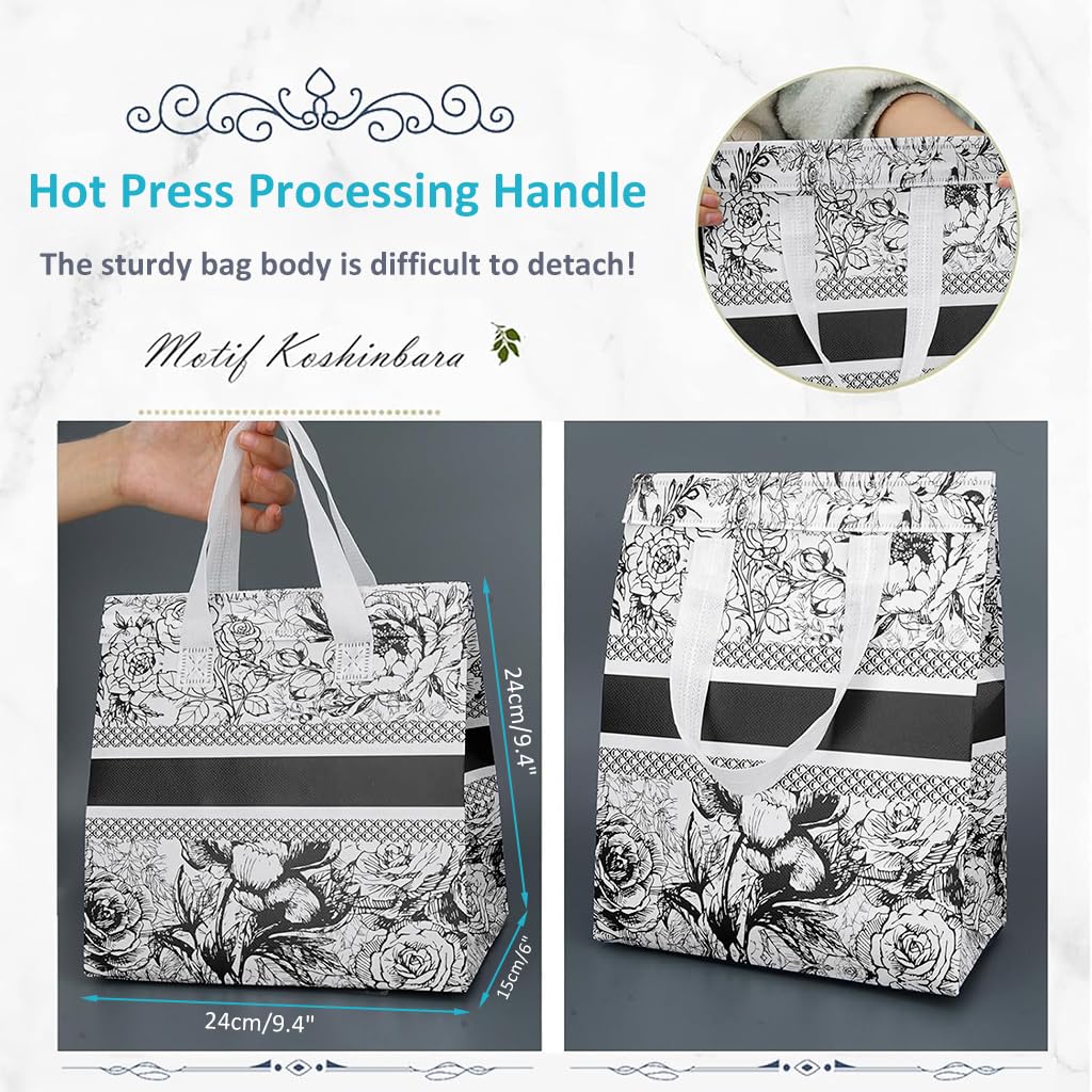 HASTHIP Thermal Takeaway Packing Bags for Food Storage with Sticky Strip Seal 10Pcs 24x24x15cm | Reusable Waterproof Non Woven Design