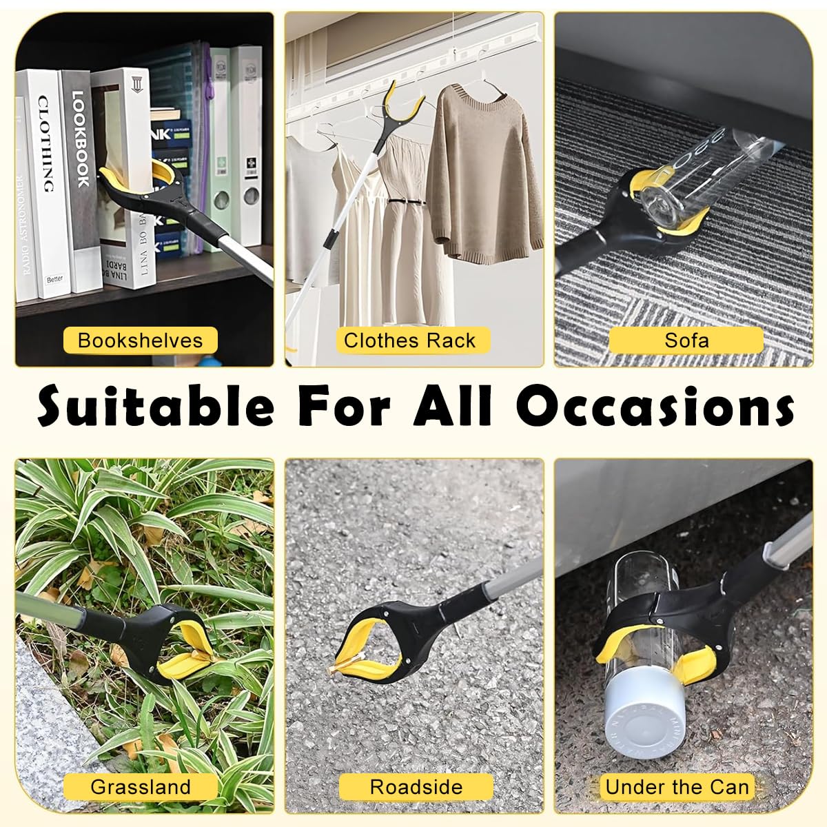 HASTHIP Grabber Reacher Tool for Litter and Household Use with 32.6 in Reach and Magnet | Foldable Aluminum Design for Elderly