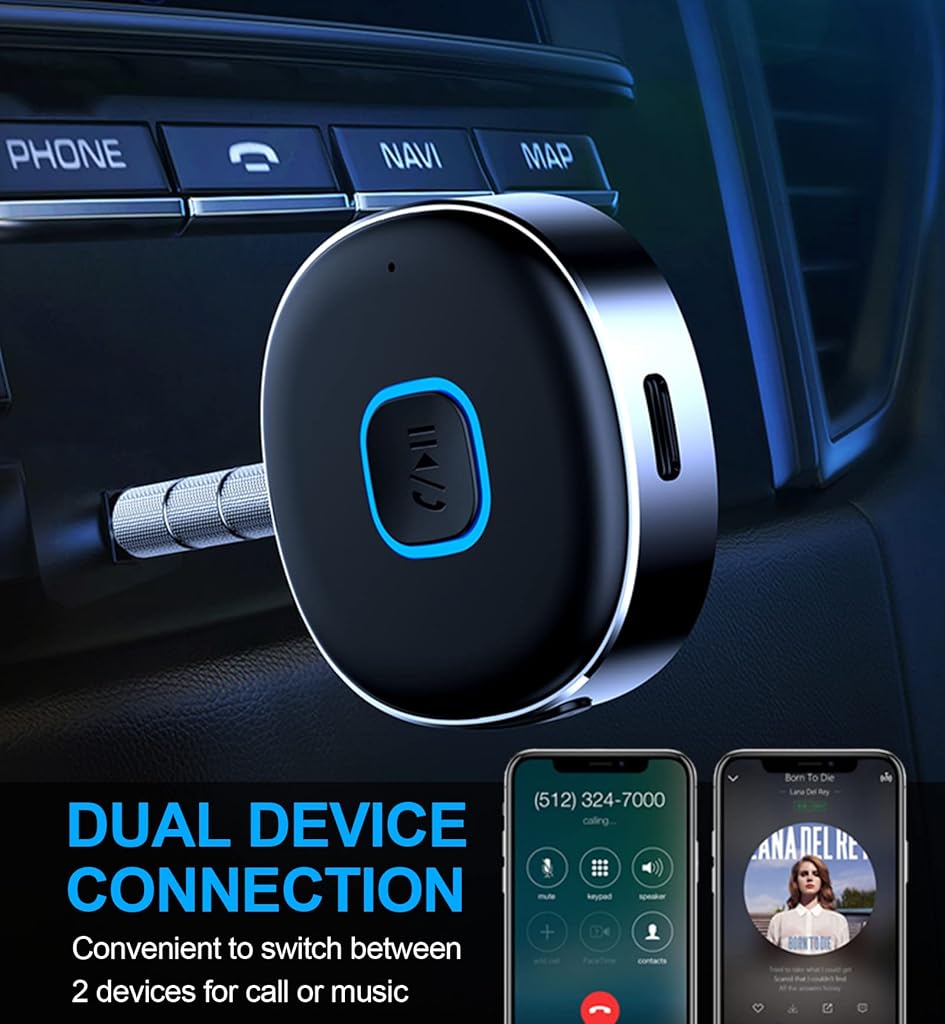 Verilux® Bluetooth 5.0 Receiver for Car, Wireless 3.5mm Jack Aux to Bluetooth Converter, Hands-Free Call Car Bluetooth Device, Bluetooth Adapter Connector for Car Stereo/ Home Theatre