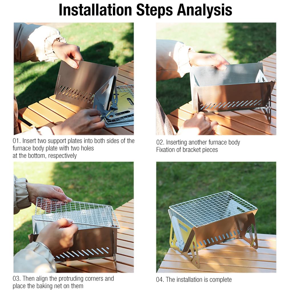 Optifit Camping BBQ Stove for Outdoor Grilling with Optimal Airflow Design | 21x16x13cm Stainless Steel