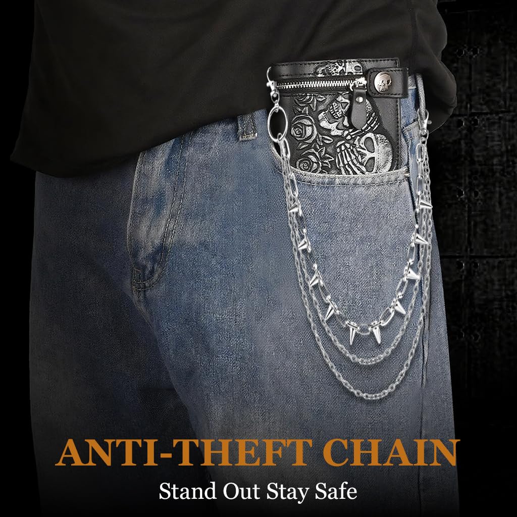 GUSTAVE Layered Pants Chain for Men featuring Triple Chain Fang Design and Silver Metal | Gothic Punk Street Accessory