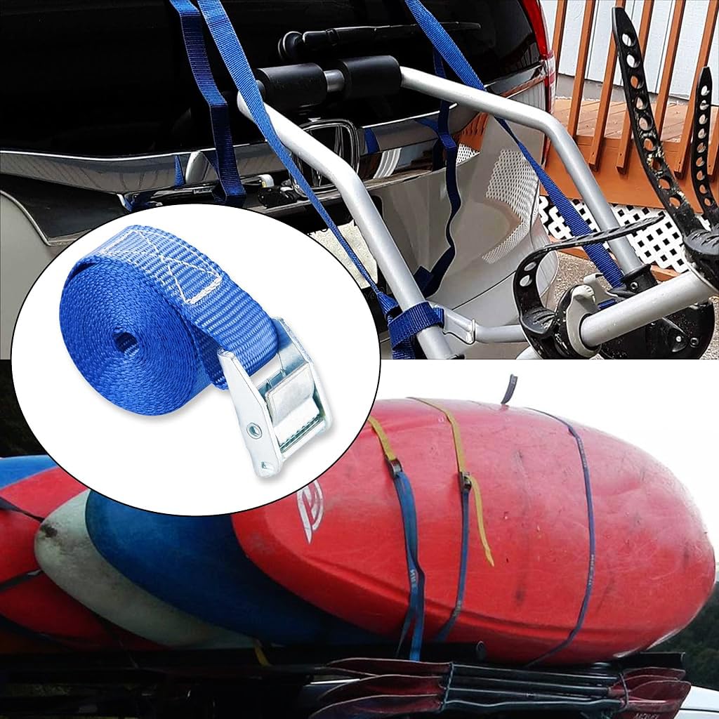 ZIBUYU Ratchet Lashing Straps for Cargo and Luggage with Zinc Alloy Mechanism 2.5m x25mm | Polyester Webbing