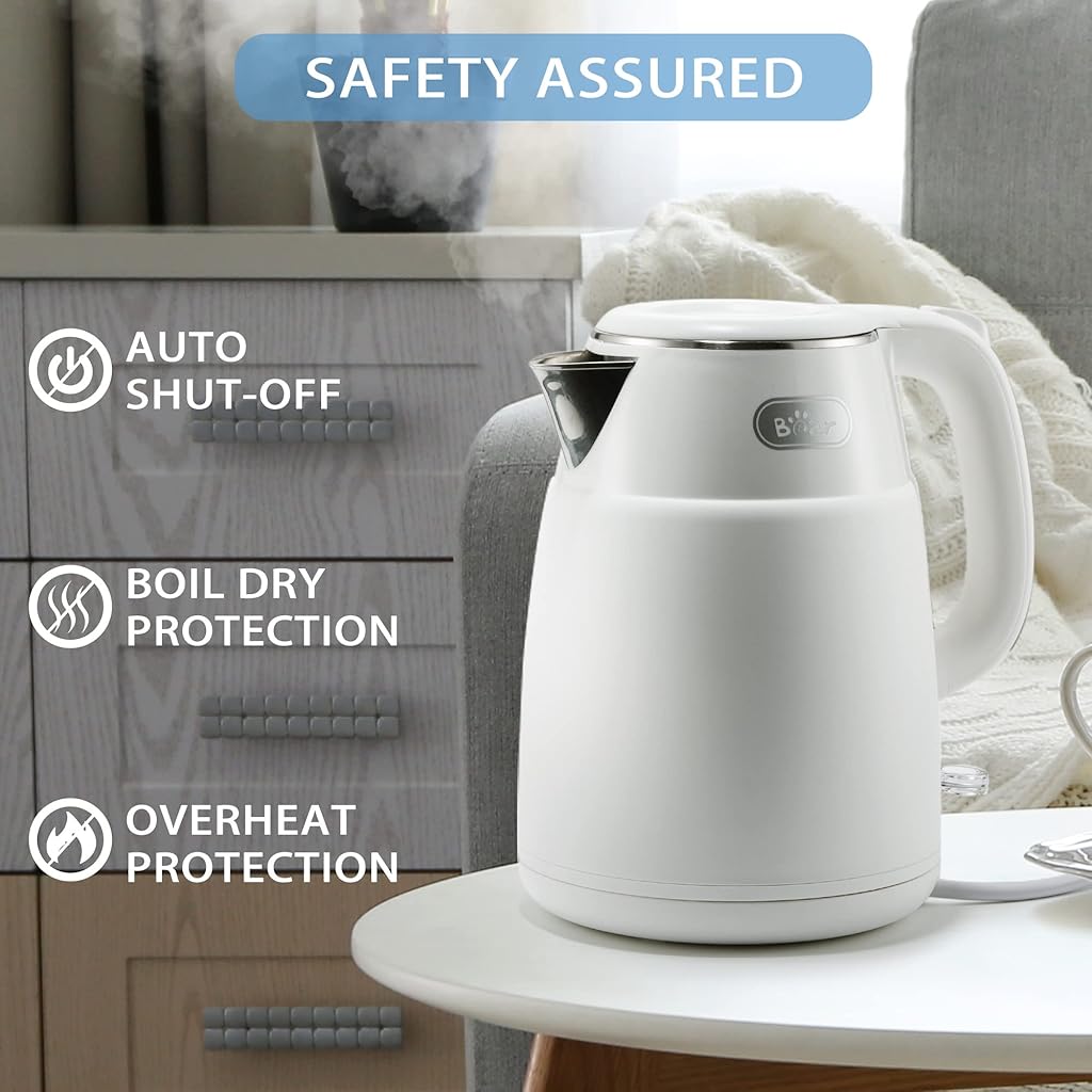 Bear® 1500W Electric Kettle for Hot Water Kettle 1.5 Liter Hot Water Boiler for Home 304 Stainless Steel Electric Tea Maker Machine with Auto Shut Off & Dry Boiling Prevention for Tea Pour Over Coffee