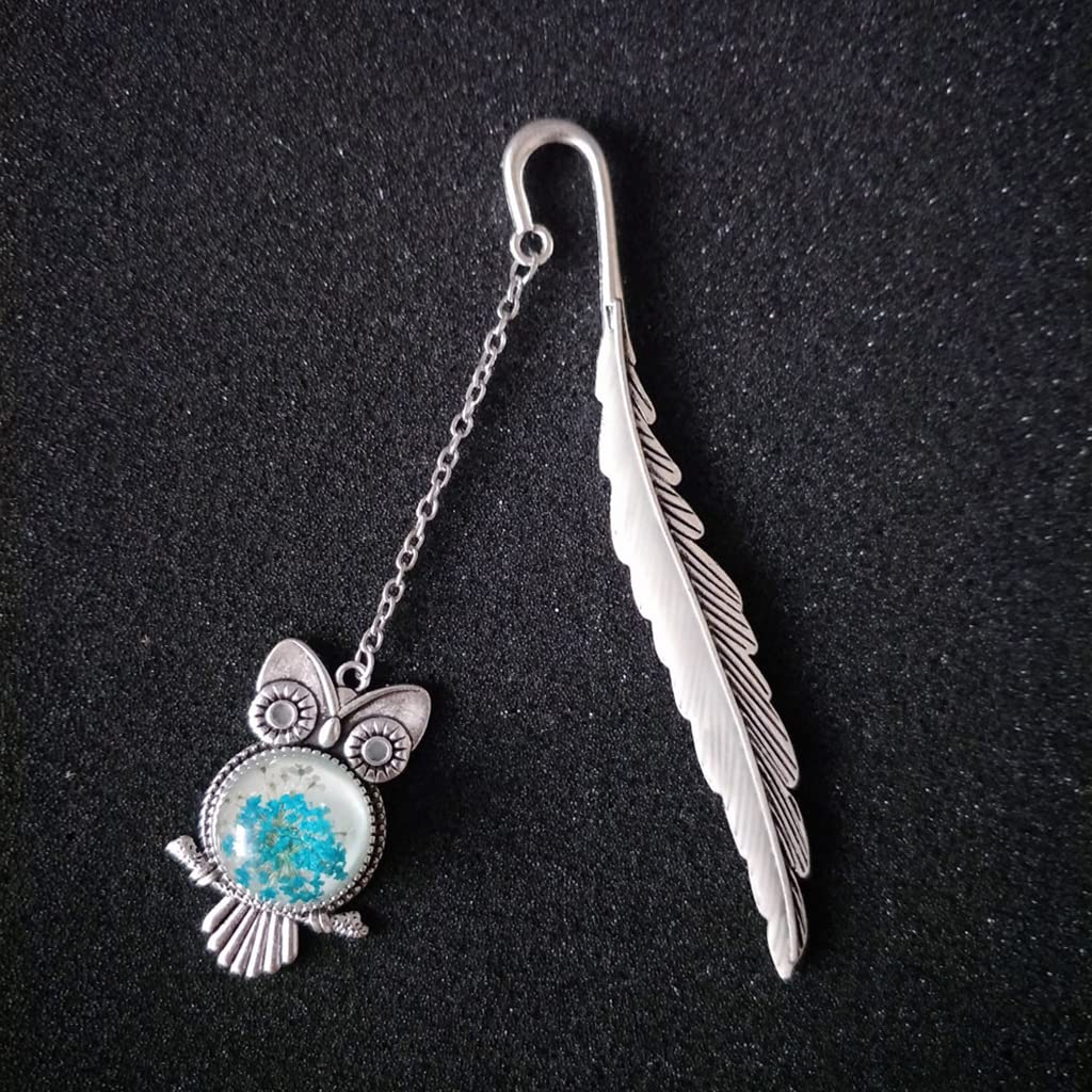 HASTHIP® Metal Feather Bookmark Glow in The Dark, Vintage 3D Silver Owl Bookmark for Reading Enthusiasts and Gifting, Bookmark Gift for Teachers Women Student, Mothers Day, Christmas Gifts