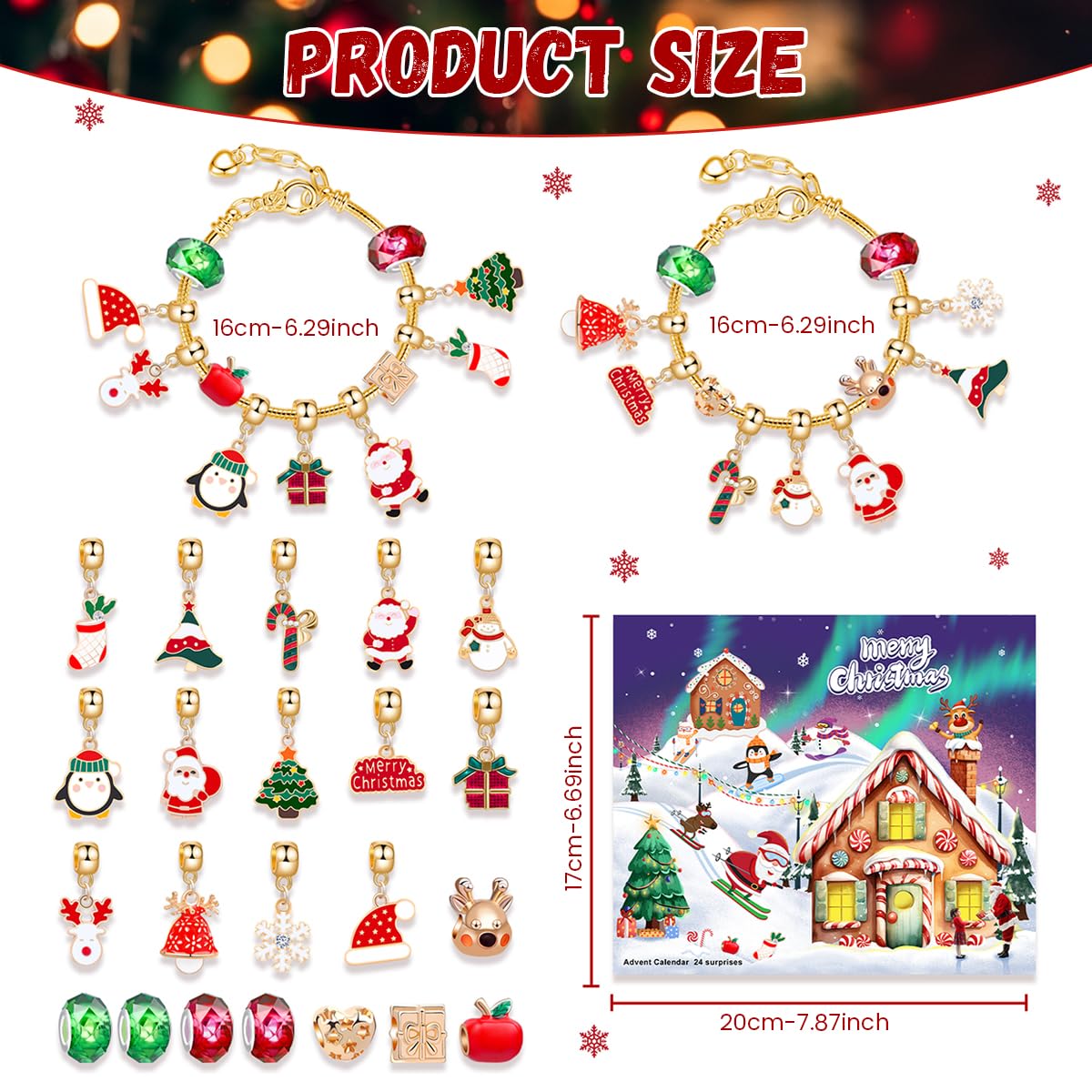 SANNIDHI Christmas Advent Calendar 2025 for Girls with 24 Grids and Gold Charms | DIY Bracelet Making Gift