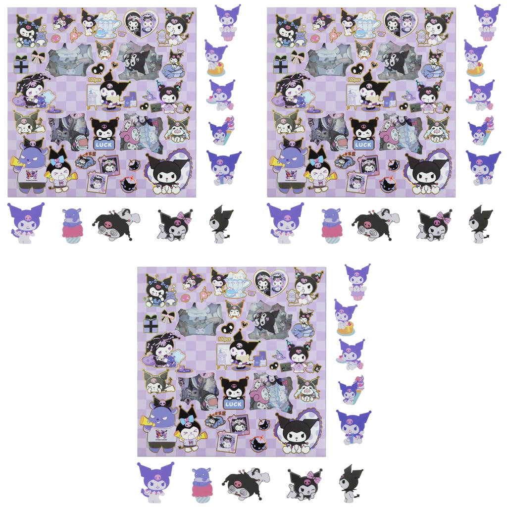 HASTHIP® Kuromi Sticker Gift Set 300PCS Kuromi Melody Stickers Cute Decals Assorted Kawaii Gifts for Kids Teens Girls Adults Ideal DIY Decor for Sanrio Fans