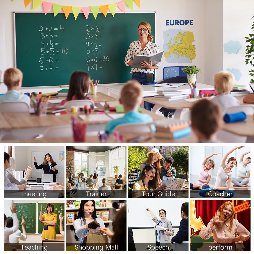 ZORBES Voice Amplifier for Teachers with 10W Output and DSP Noise Reduction | 20h Rechargeable Use